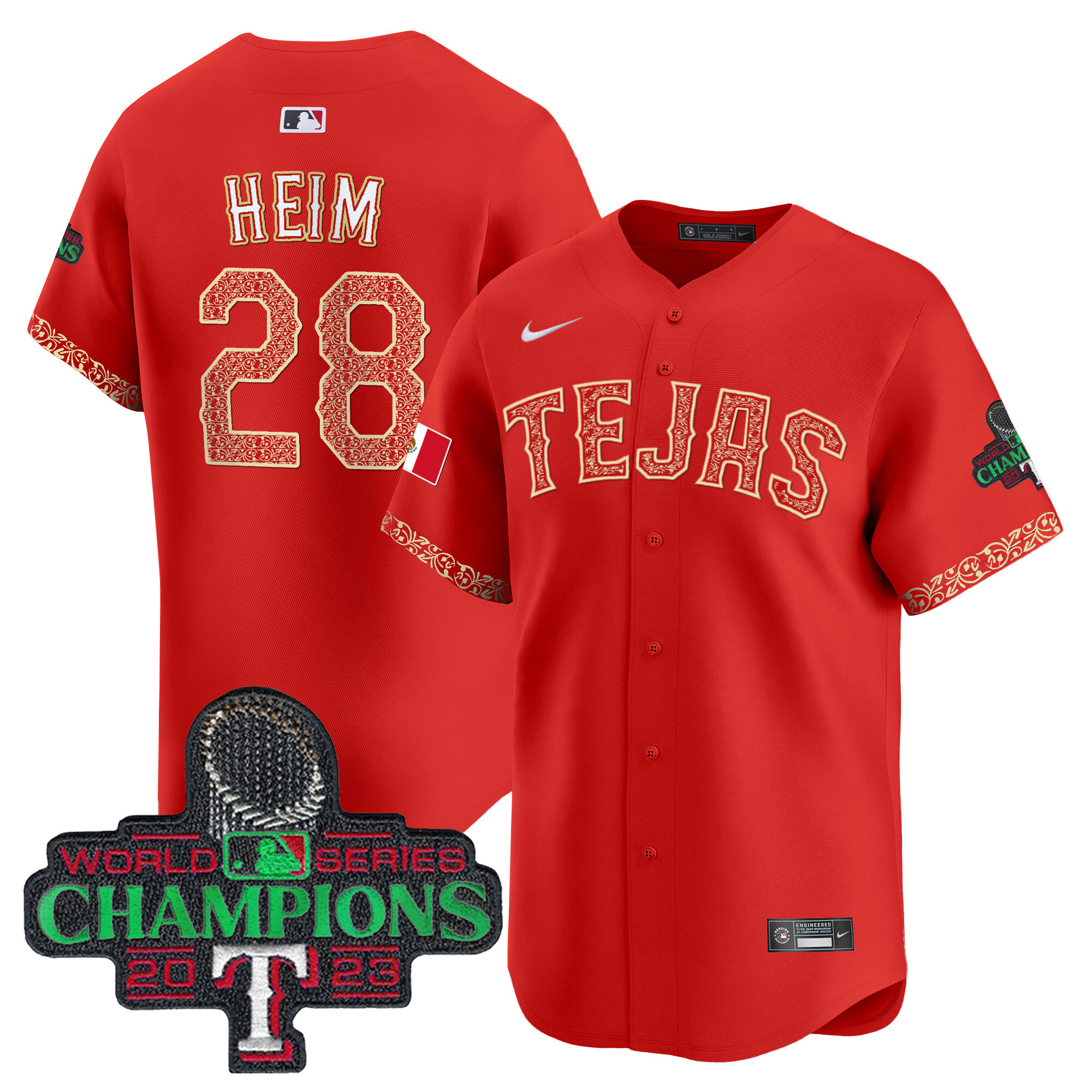 Jonah Heim Men's Texas Rangers Mexico Champions Patch Vapor Premier Limited Red Jersey - All Stitched
