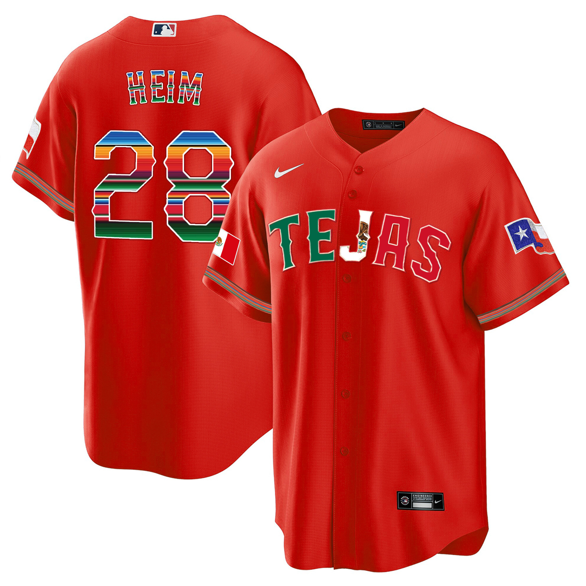 Jonah Heim Men's Texas Rangers Mexico Flag Red Jersey - All Stitched
