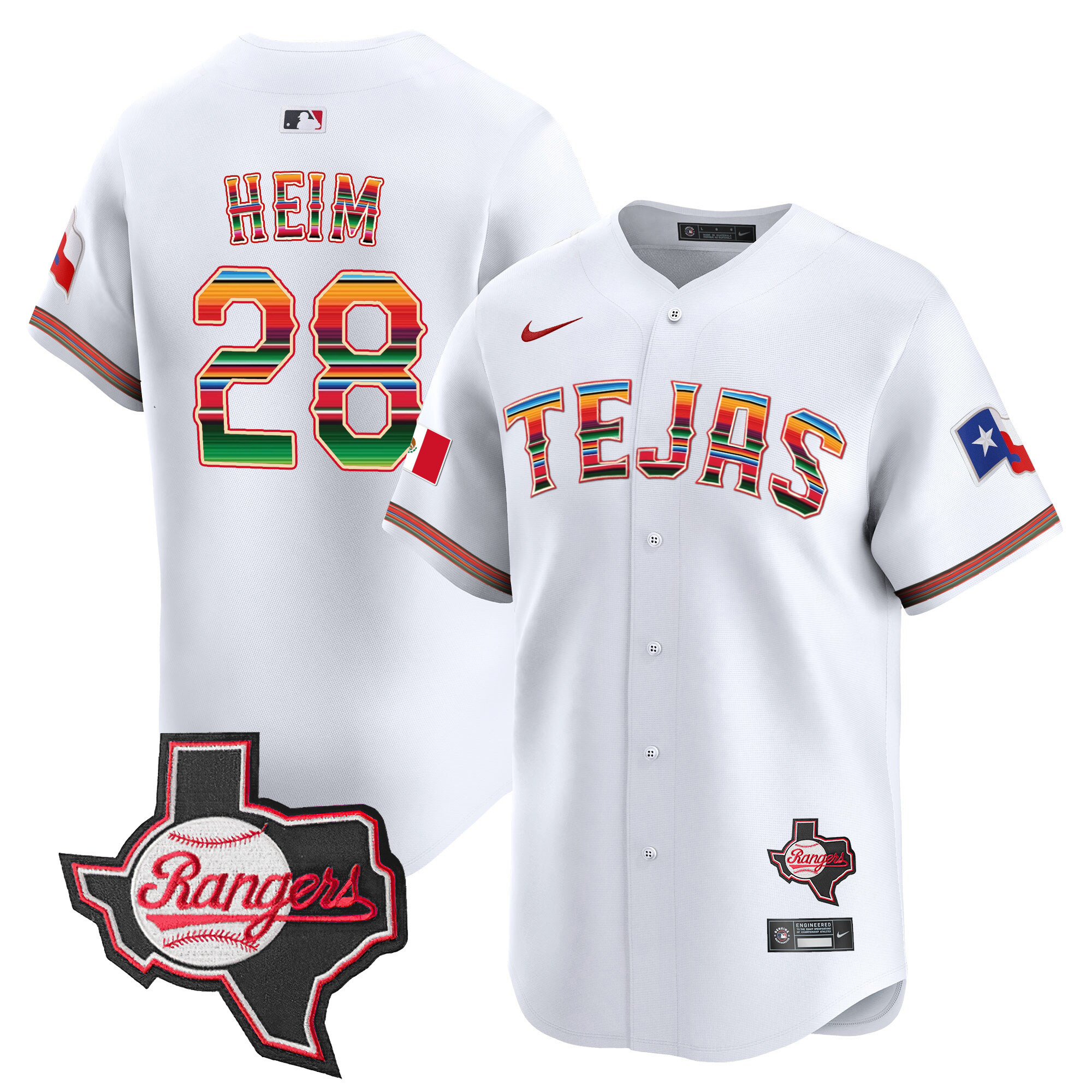 Jonah Heim Men's Texas Rangers Mexico Texas Patch Vapor Premier Limited White Jersey - All Stitched