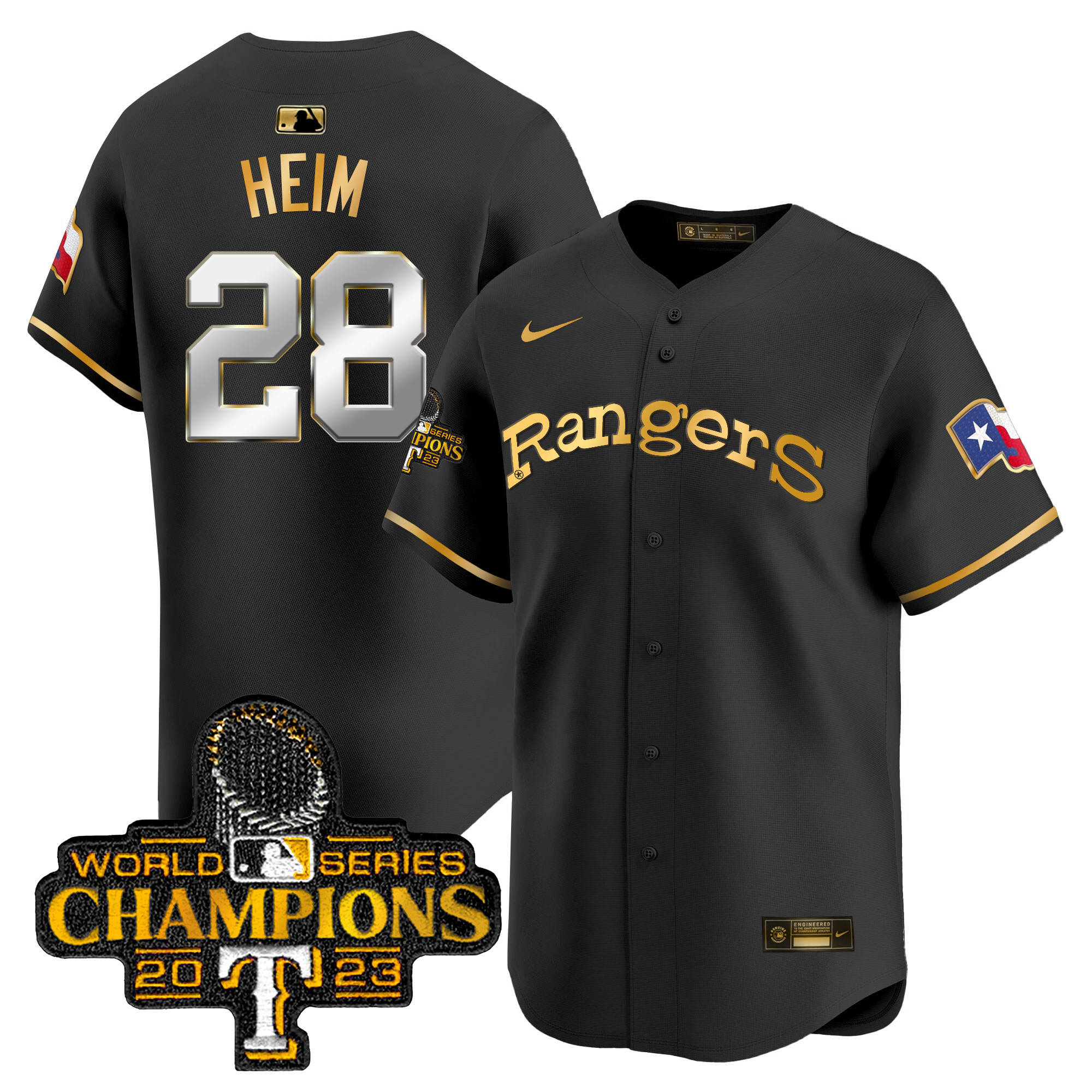 Jonah Heim Men's Texas Rangers Throwback 1972 Vapor Premier Limited Black Gold Jersey - All Stitched