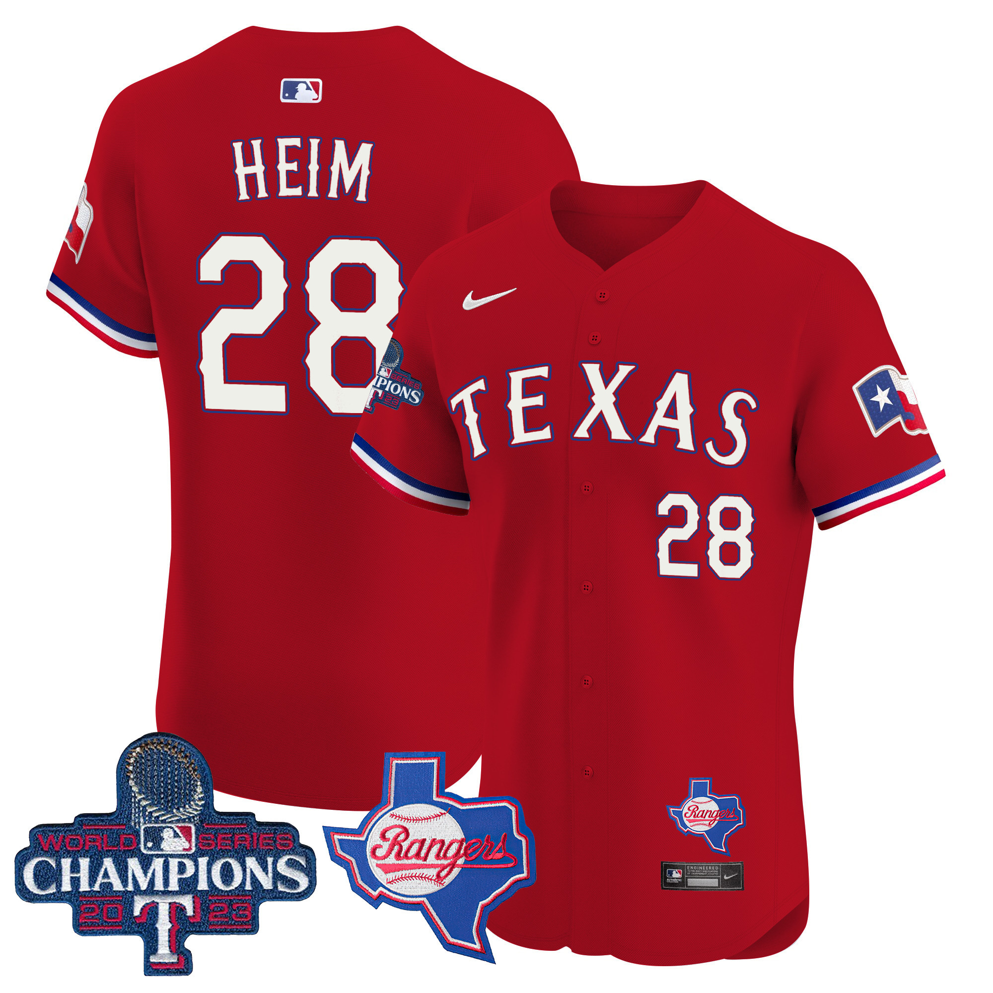 Jonah Heim Men's Texas Rangers World Series Champions Vapor Premier Elite V2 Red Jersey - All Stitched