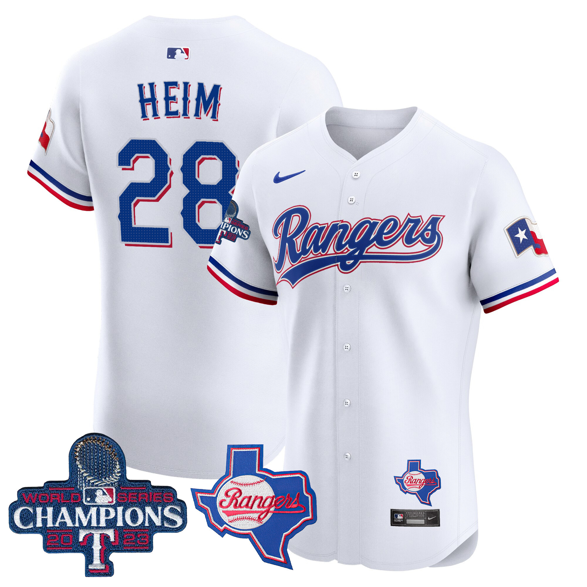 Jonah Heim Men's Texas Rangers World Series Champions Vapor Premier Elite V2 White Jersey - All Stitched
