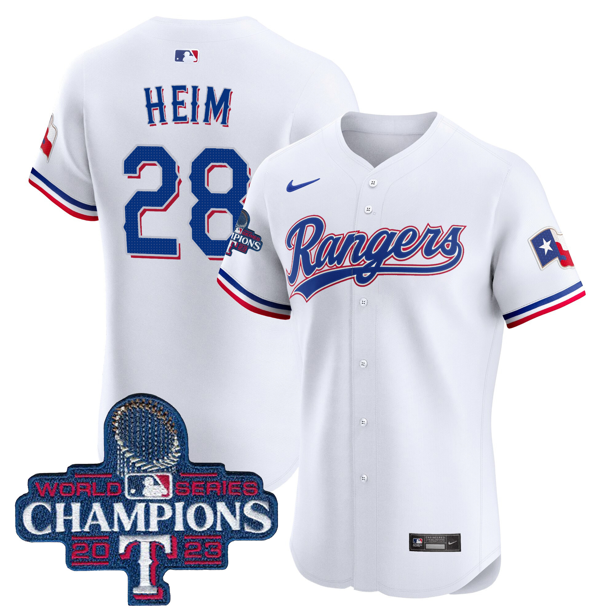 Jonah Heim Men's Texas Rangers World Series Champions Vapor Premier Elite White Jersey - All Stitched