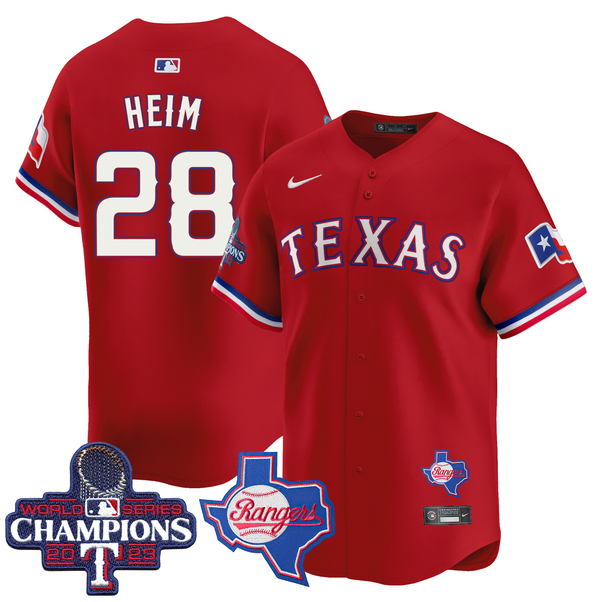 Jonah Heim Men's Texas Rangers World Series Champions Vapor Premier Limited V2 Red Jersey - All Stitched