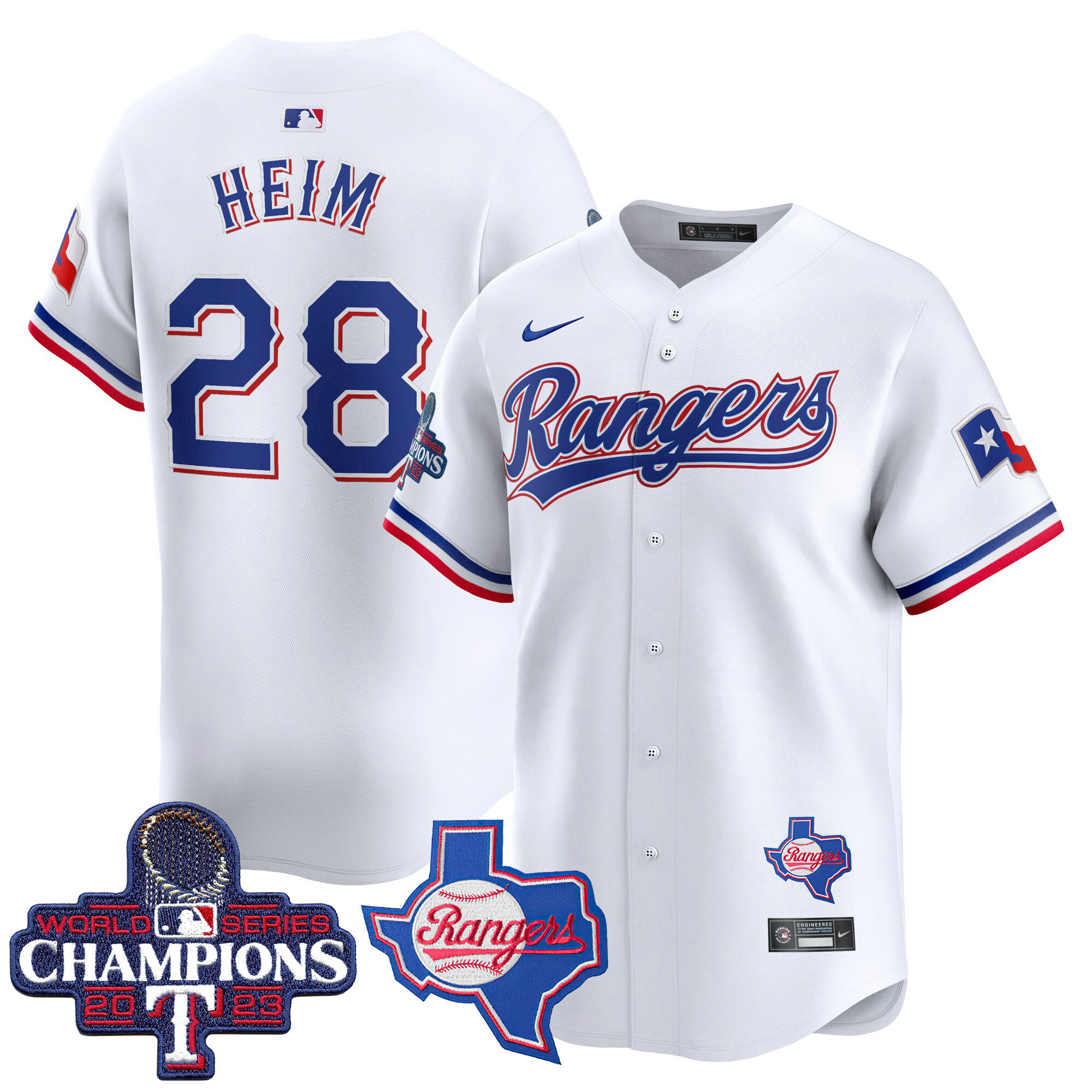 Jonah Heim Men's Texas Rangers World Series Champions Vapor Premier Limited V2 White Jersey - All Stitched