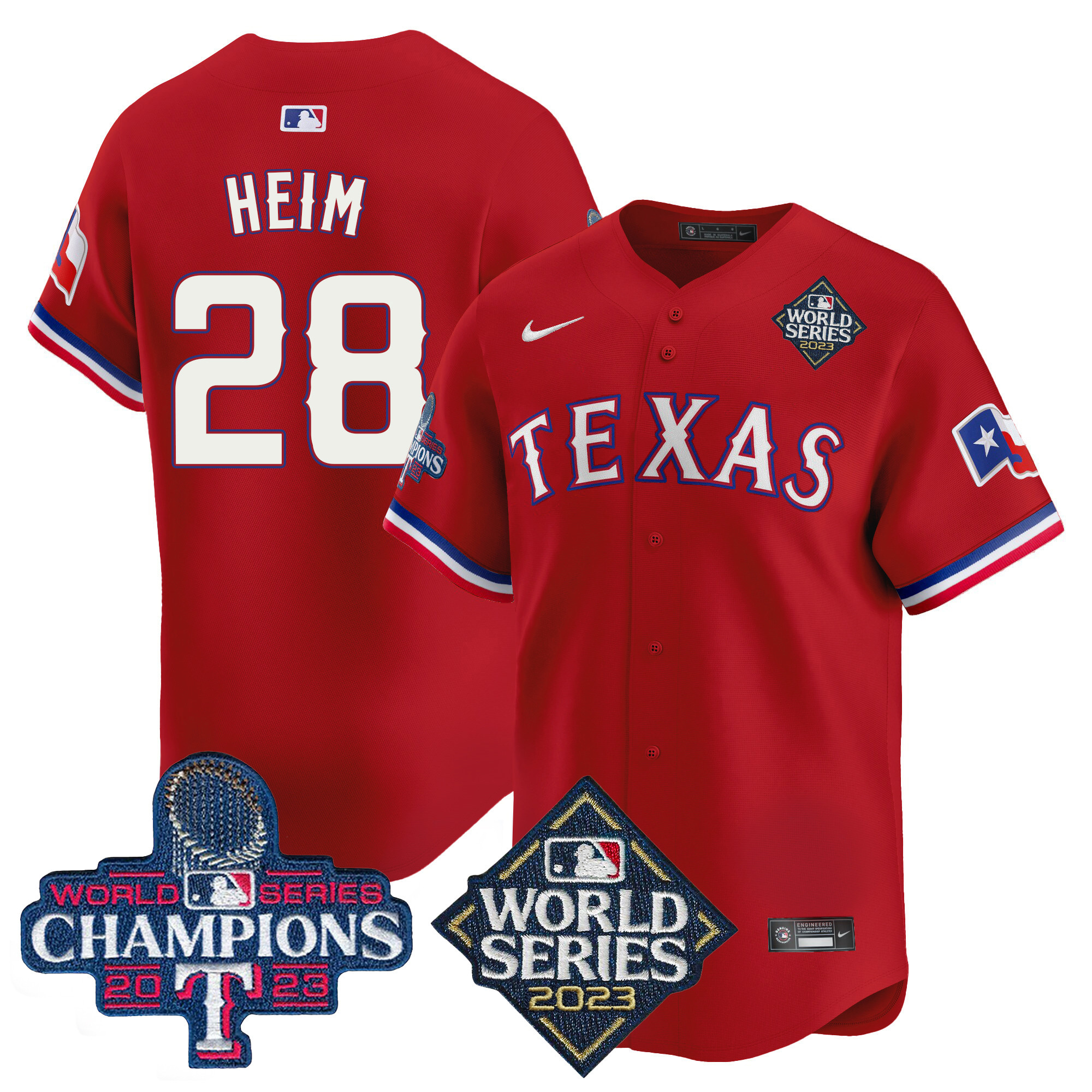 Jonah Heim Men's Texas Rangers World Series Champions Vapor Premier Limited V4 Red Jersey - All Stitched