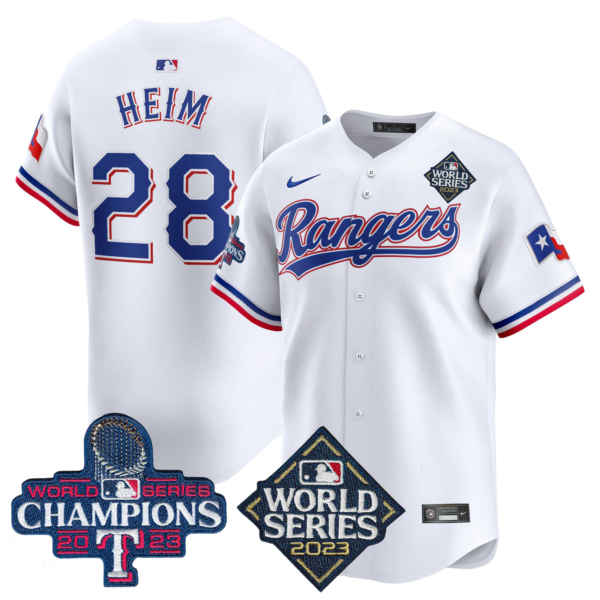 Jonah Heim Men's Texas Rangers World Series Champions Vapor Premier Limited V4 White Jersey - All Stitched