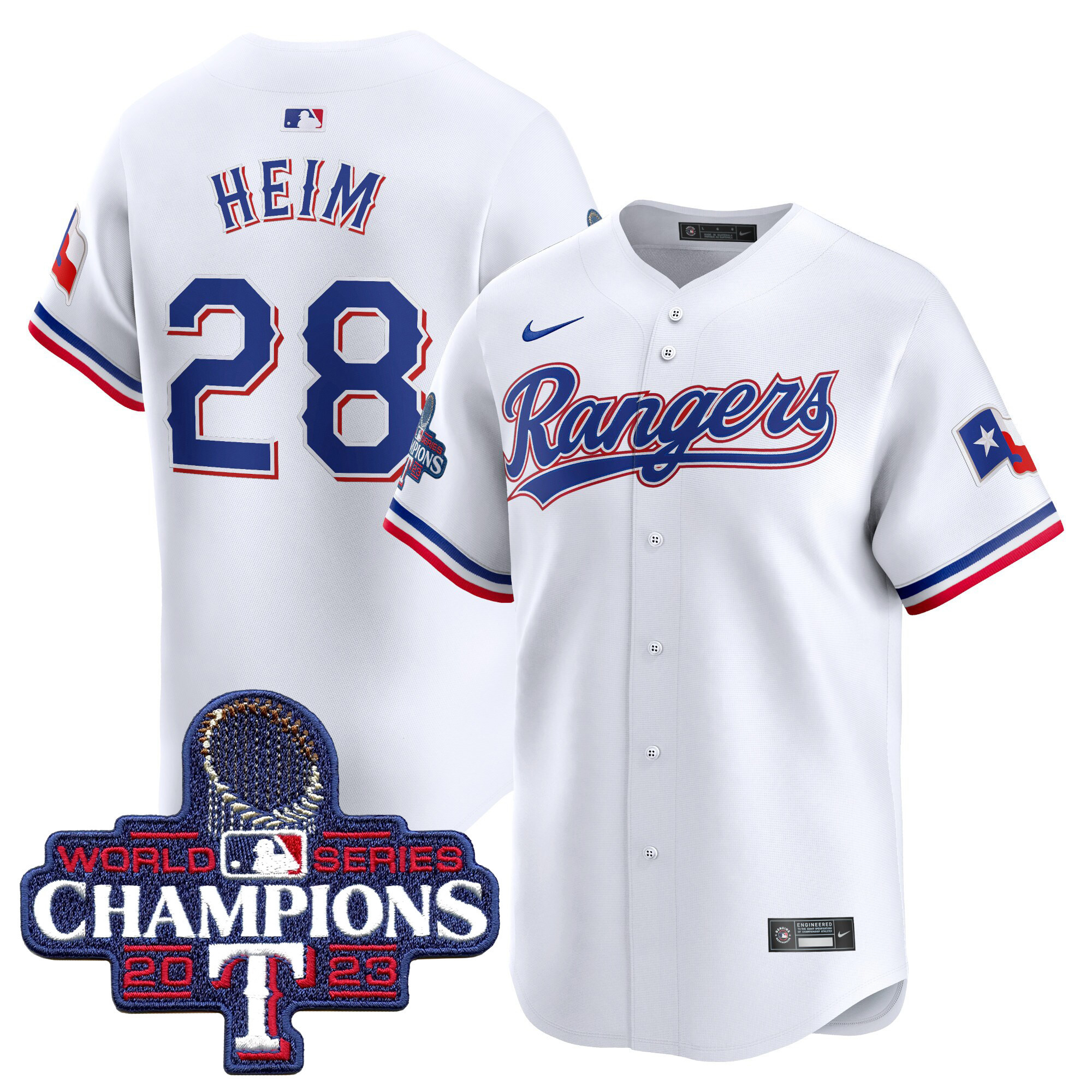 Jonah Heim Men's Texas Rangers World Series Champions Vapor Premier Limited White Jersey - All Stitched