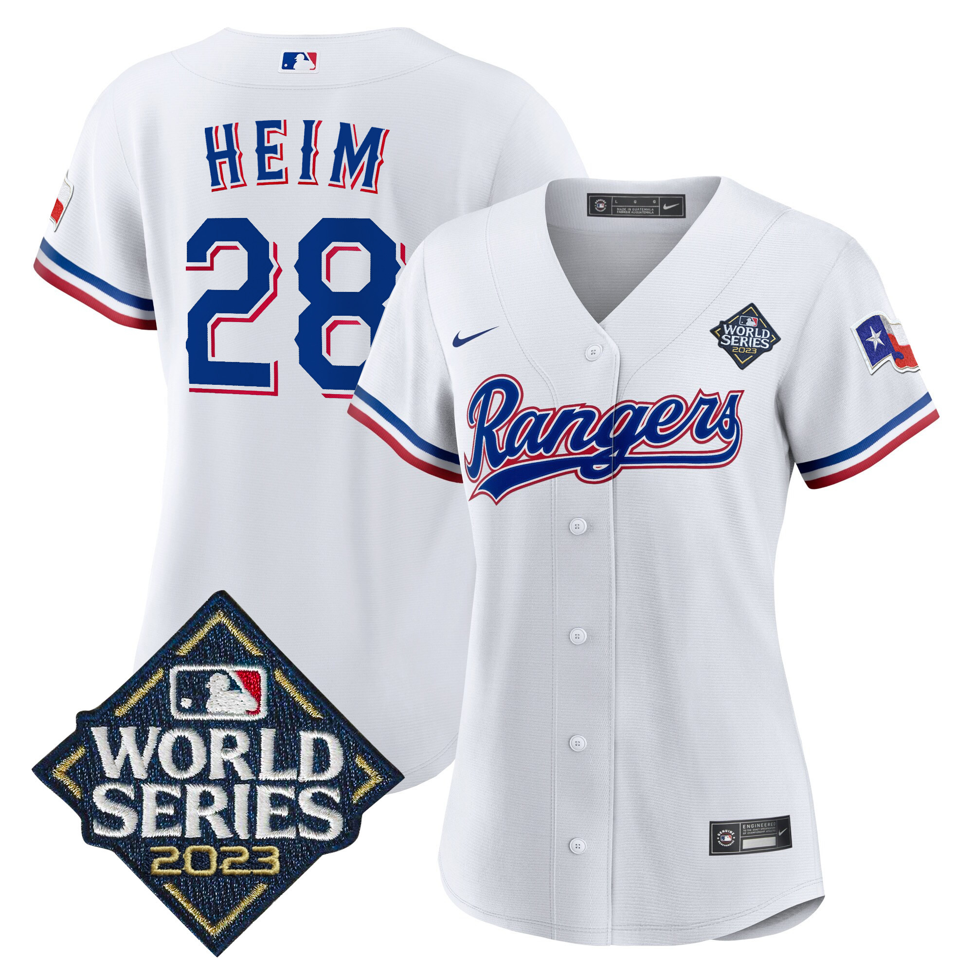 Jonah Heim Women's Texas Rangers 2023 World Series Baseball V2 White Jersey - All Stitched