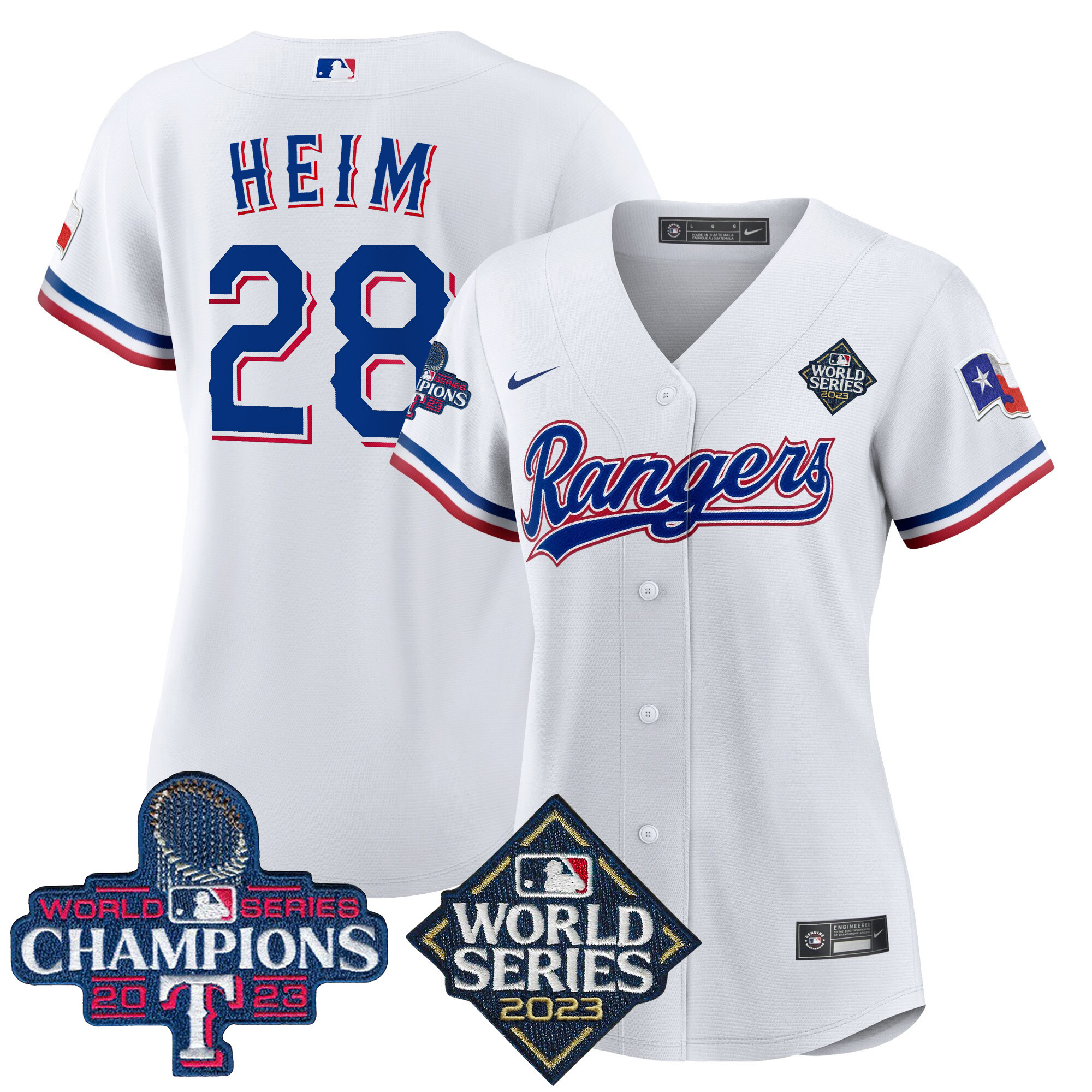 Jonah Heim Women's Texas Rangers 2023 World Series Champions Baseball V4 White Jersey - All Stitched
