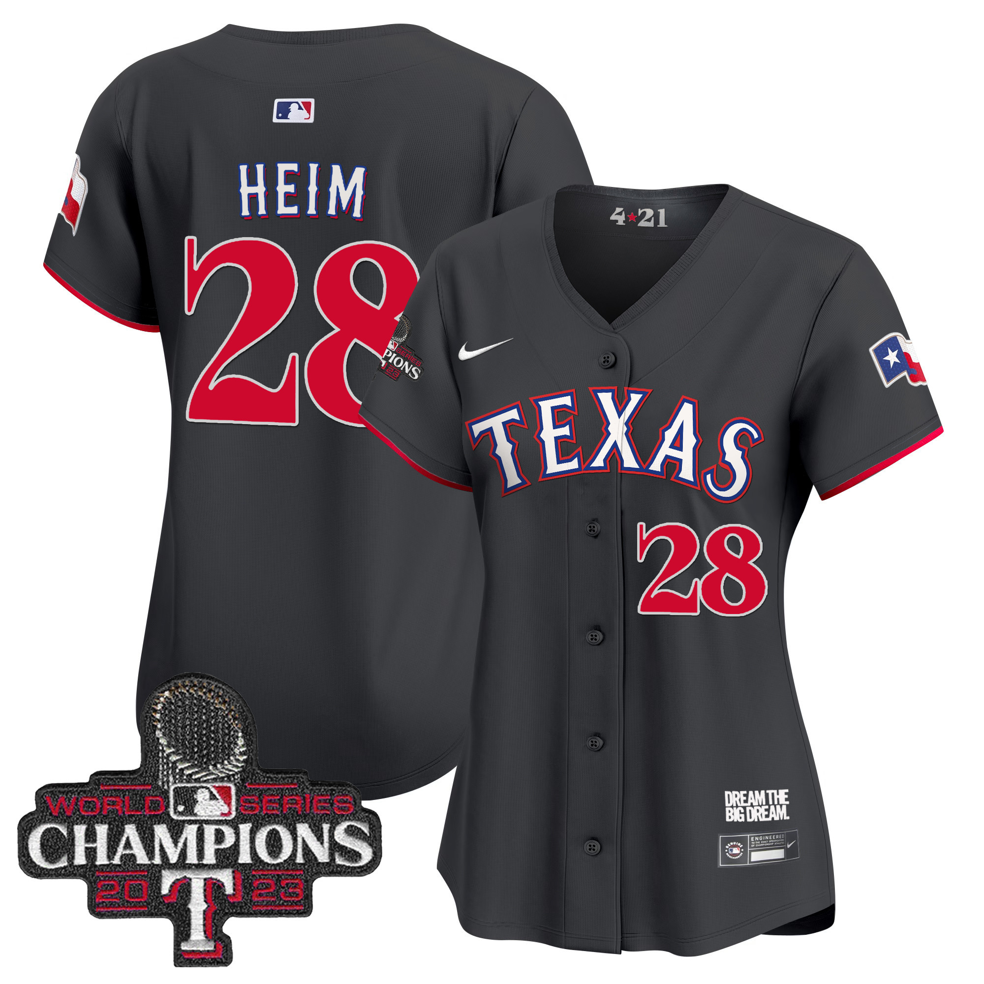 Jonah Heim Women's Texas Rangers 2023 World Series Champions City Connect Vapor Premier Limited Black Jersey - All Stitched