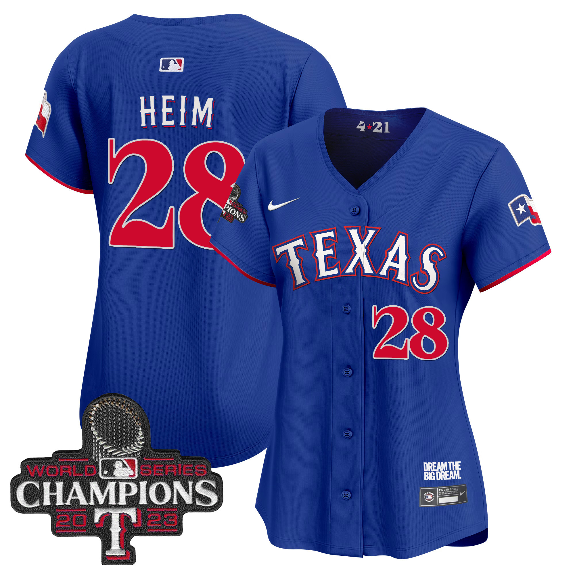 Jonah Heim Women's Texas Rangers 2023 World Series Champions City Connect Vapor Premier Limited Royal Jersey - All Stitched