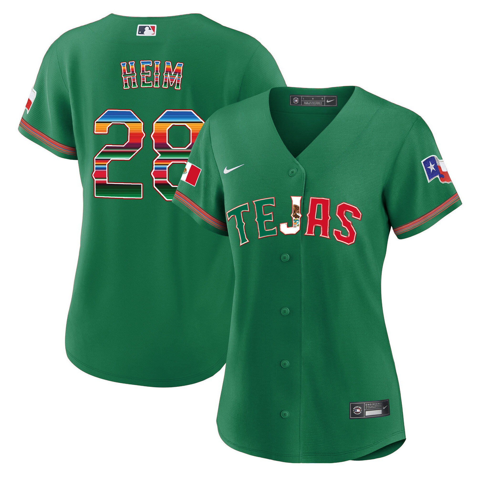 Jonah Heim Women's Texas Rangers Mexico Flag Green Jersey - All Stitched