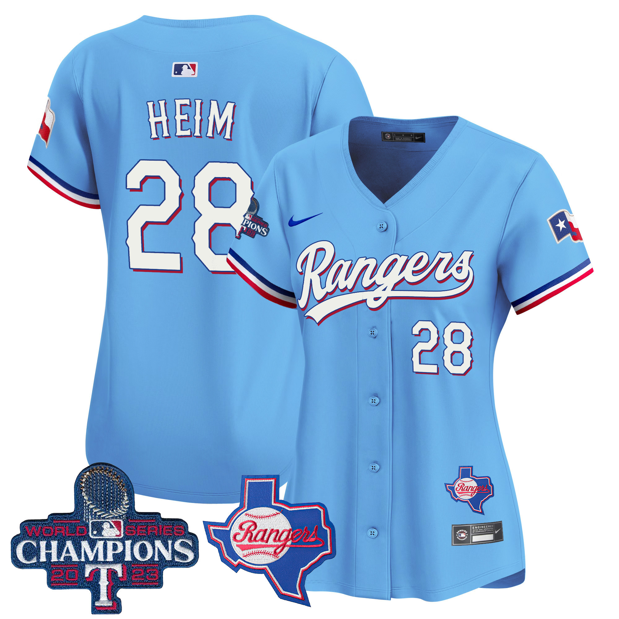 Jonah Heim Women's Texas Rangers World Series Champions Vapor Premier Limited V2 Blue Jersey - All Stitched