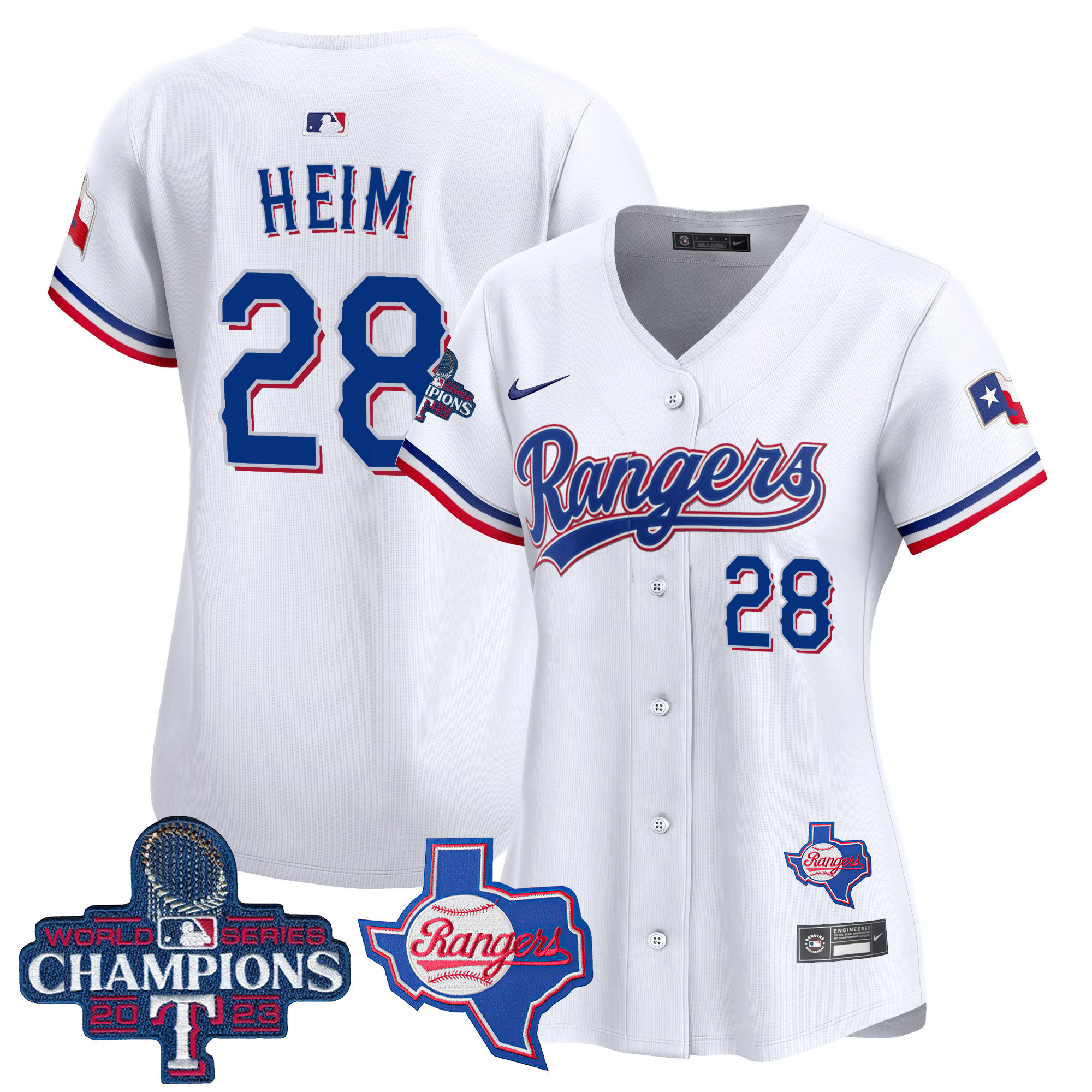 Jonah Heim Women's Texas Rangers World Series Champions Vapor Premier Limited V2 White Jersey - All Stitched