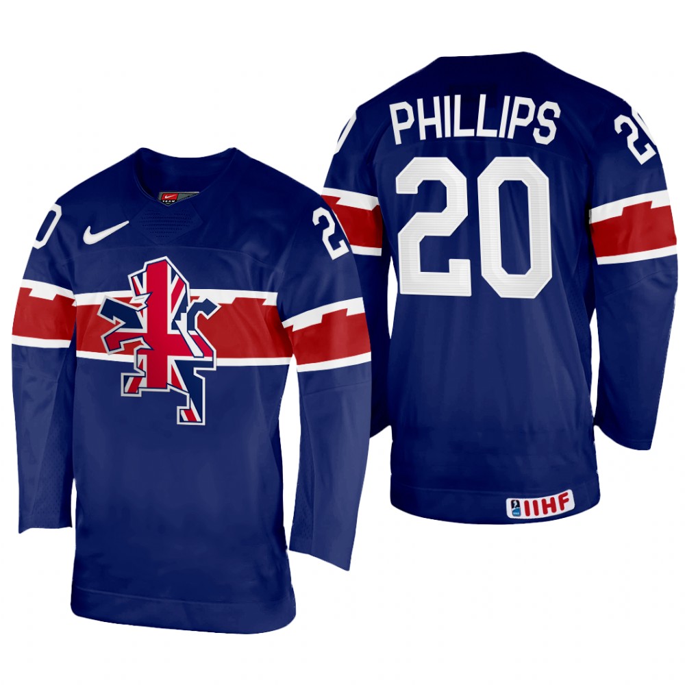 Jonathan Phillips Great Britain Navy Away Jersey 2022 IIHF World Championship