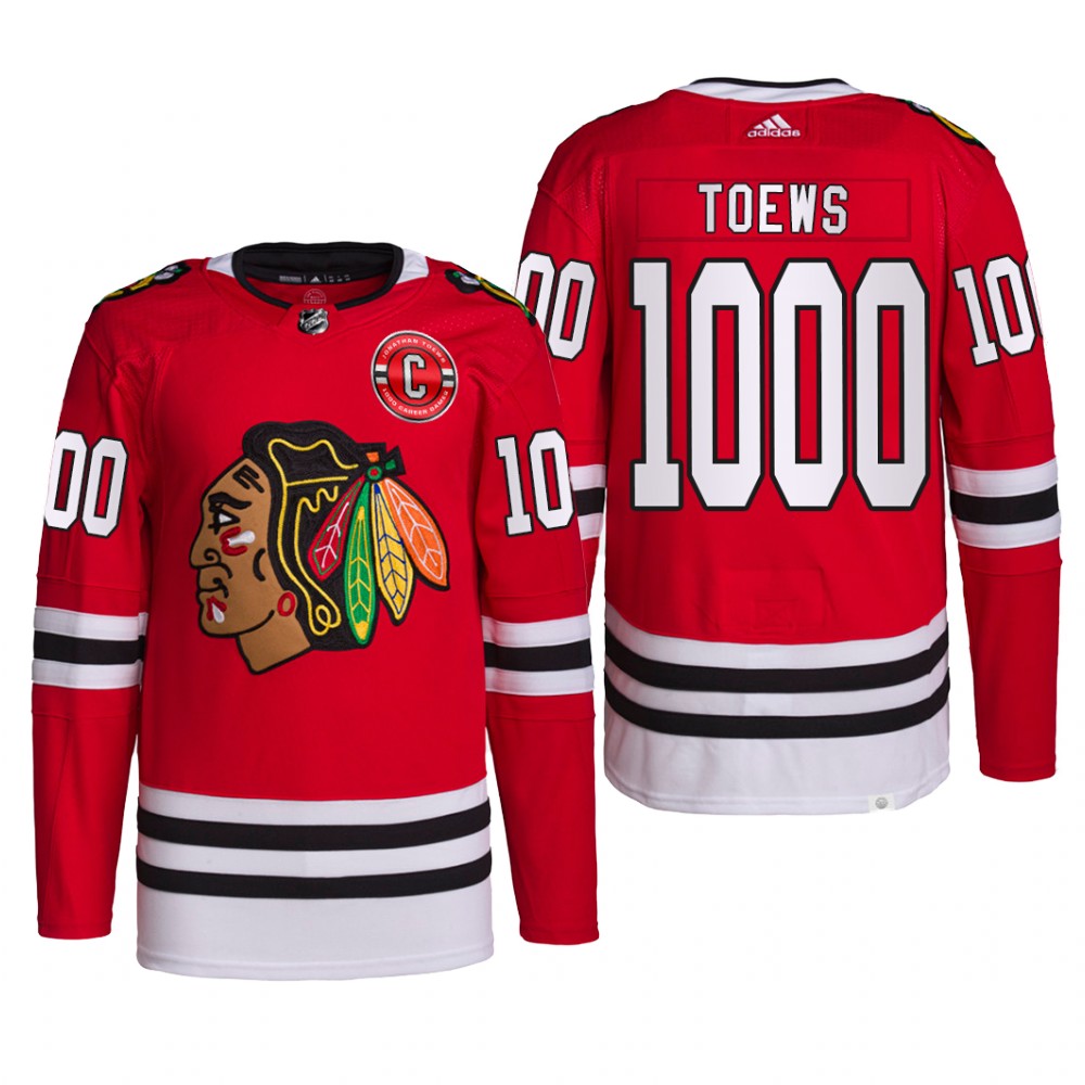 Jonathan Toews Chicago Blackhawks 1000 Career Games Red Commemorative Edition Jersey