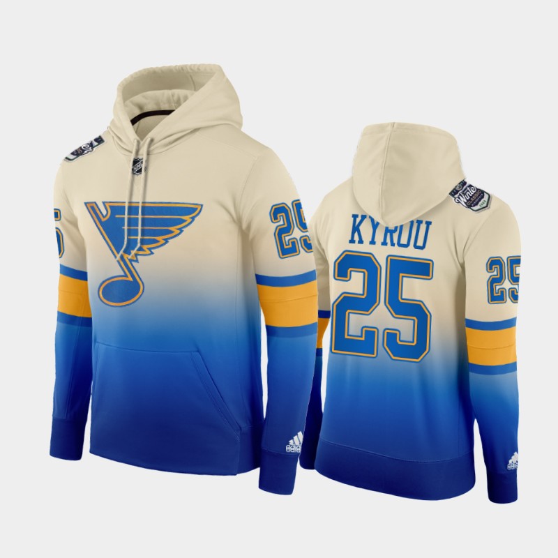 Jordan Kyrou St. Louis Blues 2022 Winter Classic White Blue Color Crash Hoodie #25