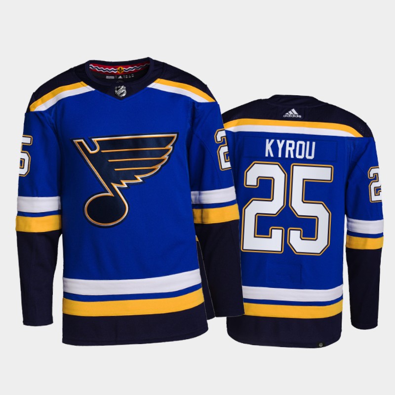 Jordan Kyrou St. Louis Blues Home Jersey 2021-22 Blue #25 Primegreen Pro Uniform