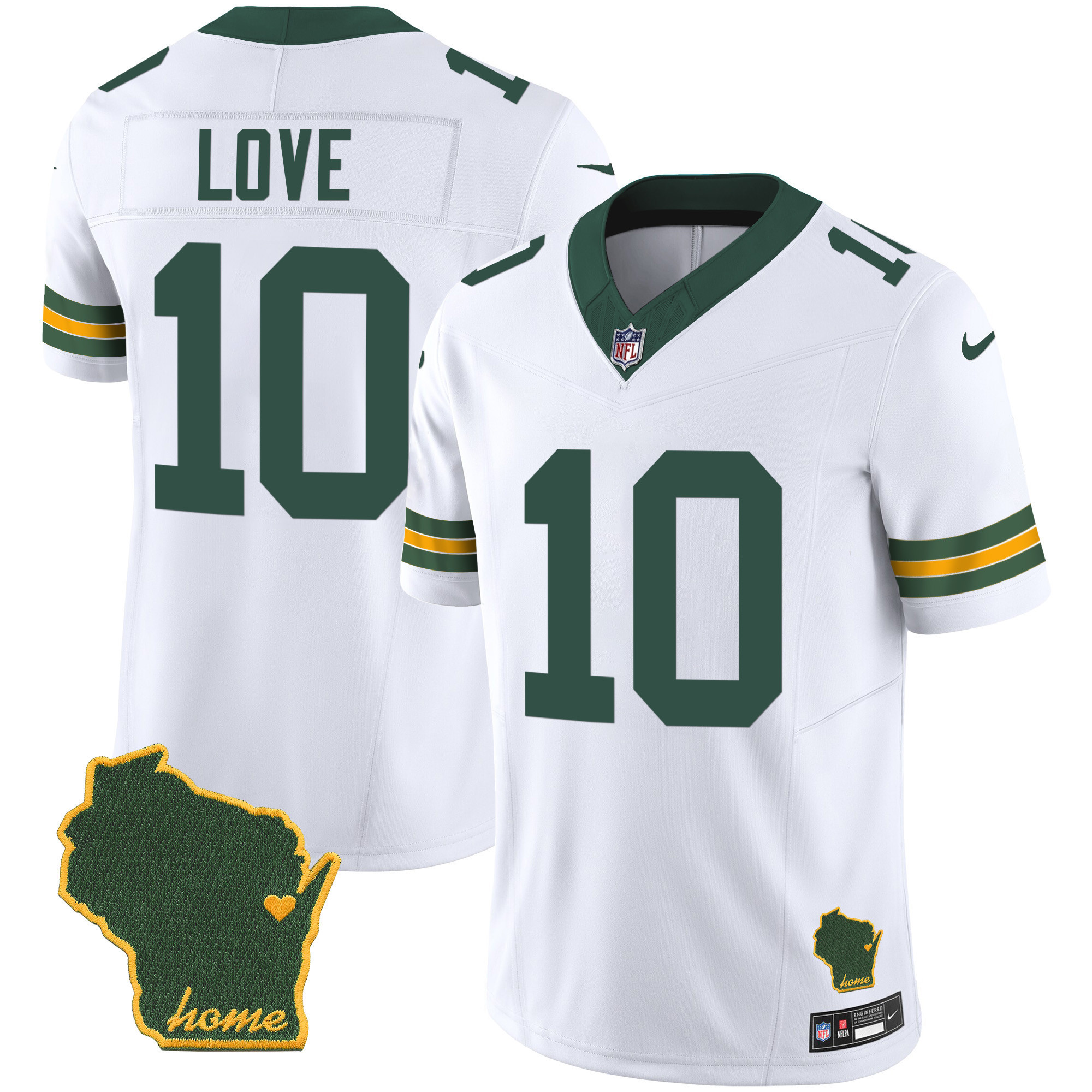 Jordan Love Men's Green Bay Packers Home Patch Vapor White Jersey - All Stitched 