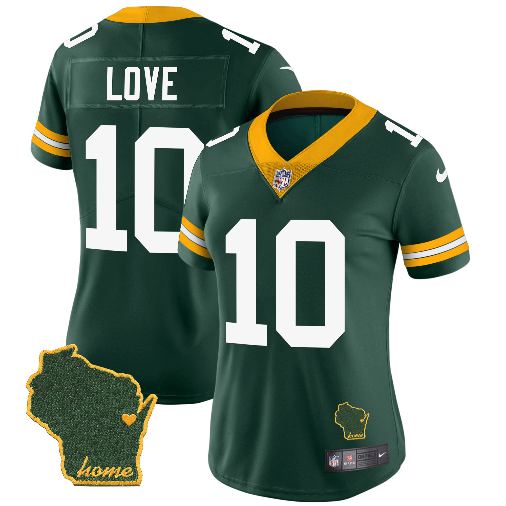 Jordan Love Women's Green Bay Packers Home Patch Vapor Green Jersey - All Stitched 