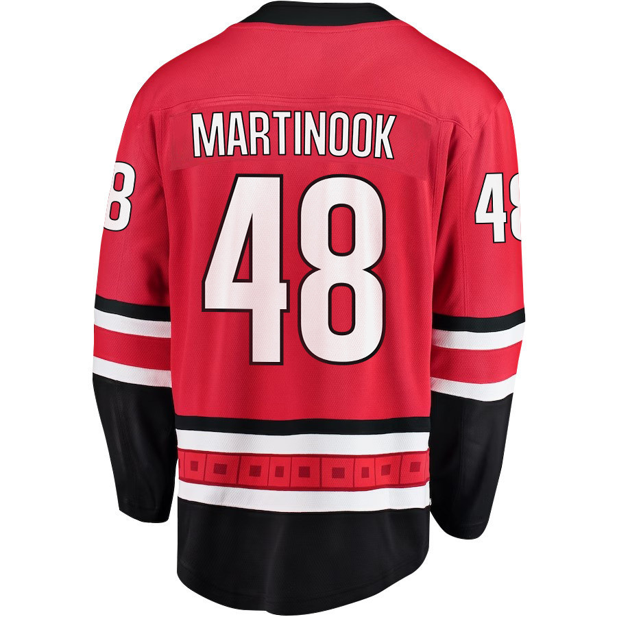 Jordan Martinook 48 Carolina Hurricanes Stanley Cup 2023 Playoffs Patch Home Breakaway Men Stitched Jersey – Red