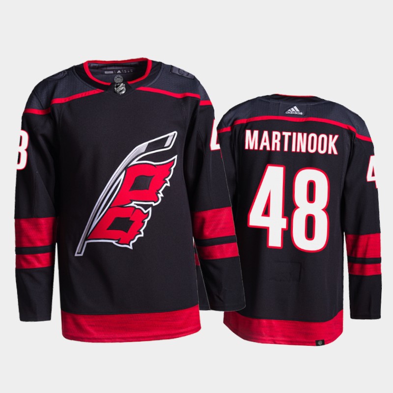 Jordan Martinook Carolina Hurricanes Primegreen Pro Jersey 2021-22 Black #48 Alternate Uniform