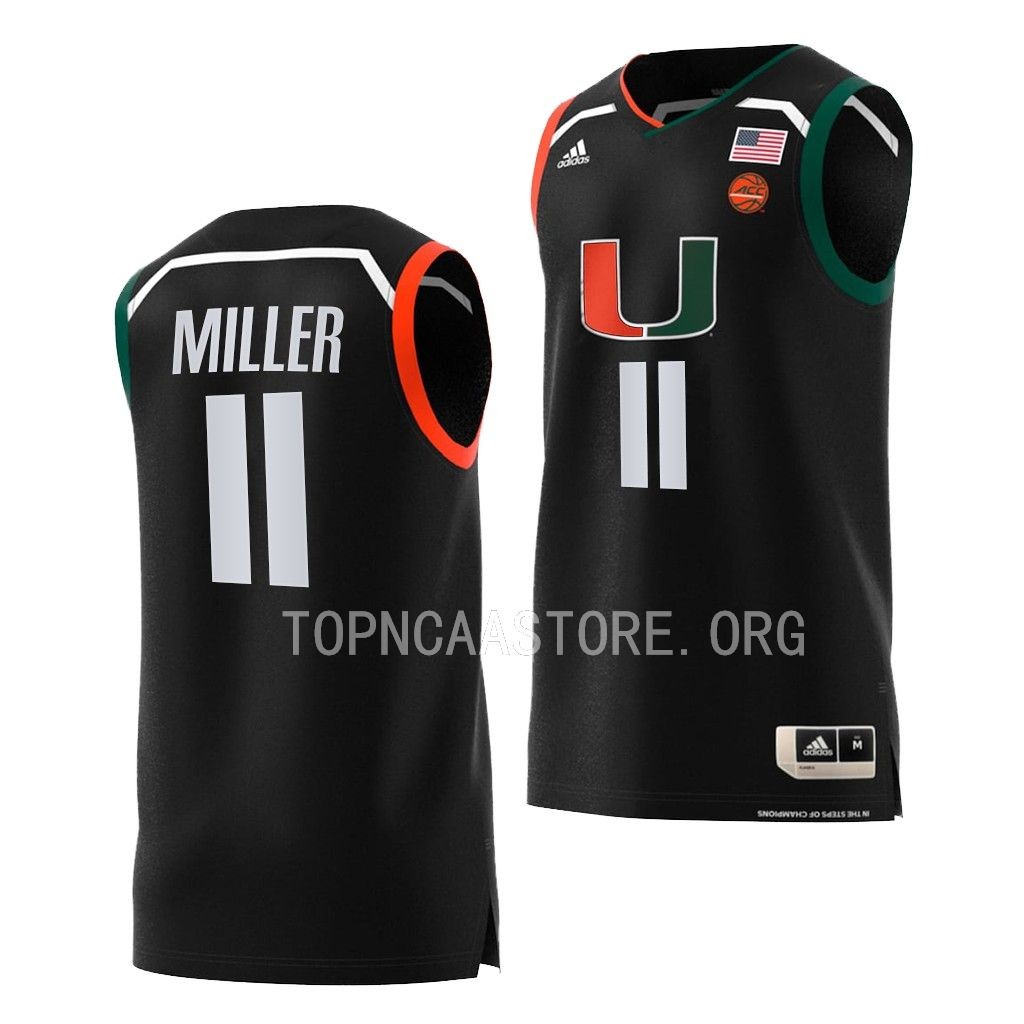 Jordan Miller Miami Hurricanes #11 Black Jersey Swingman