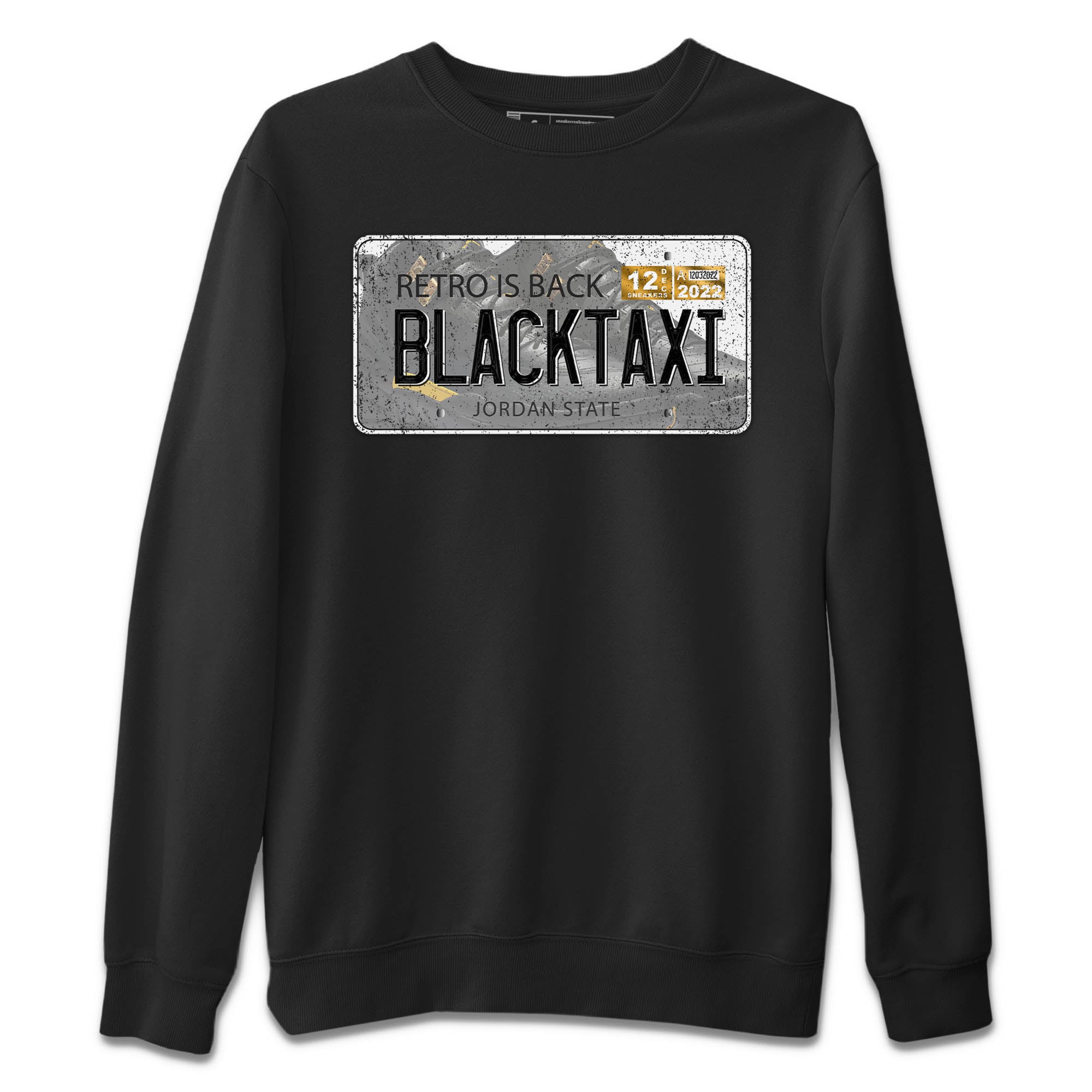 Jordan Plate Unisex Sweater – Air Jordan 12 Black Taxi, Sneakers Matching Sweater