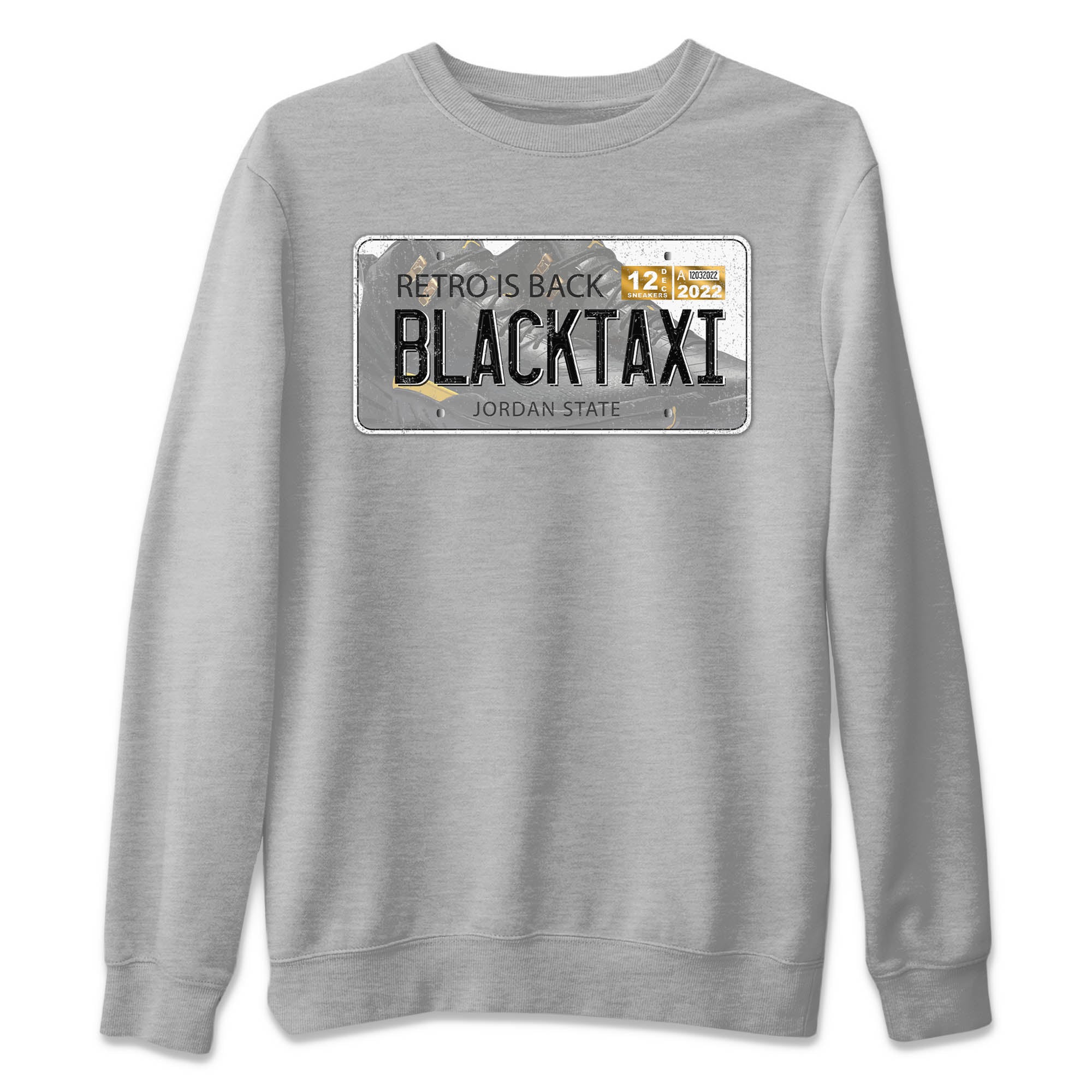 Jordan Plate Unisex Sweater – Air Jordan 12 Black Taxi, Sneakers Matching Sweater