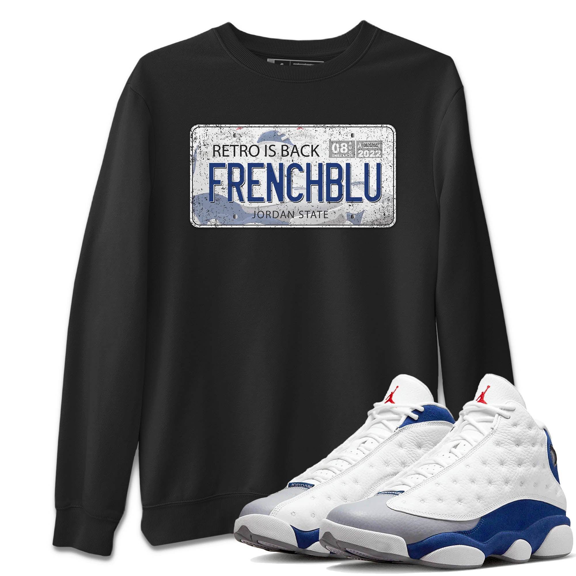 Jordan Plate Unisex Sweater – Air Jordan 13 French Blue, Sneakers Matching Sweater