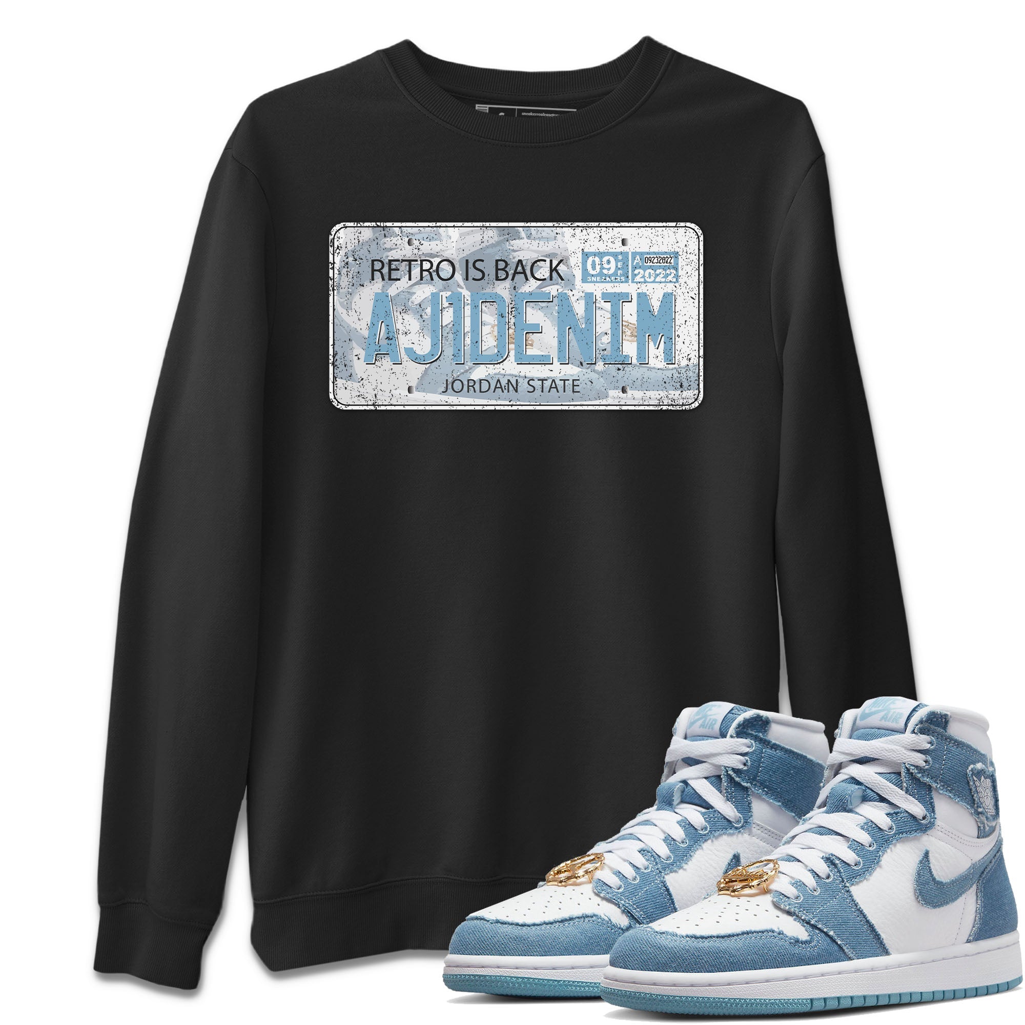 Jordan Plate Unisex Sweater – Air Jordan 1 Denim, Sneakers Matching Sweater