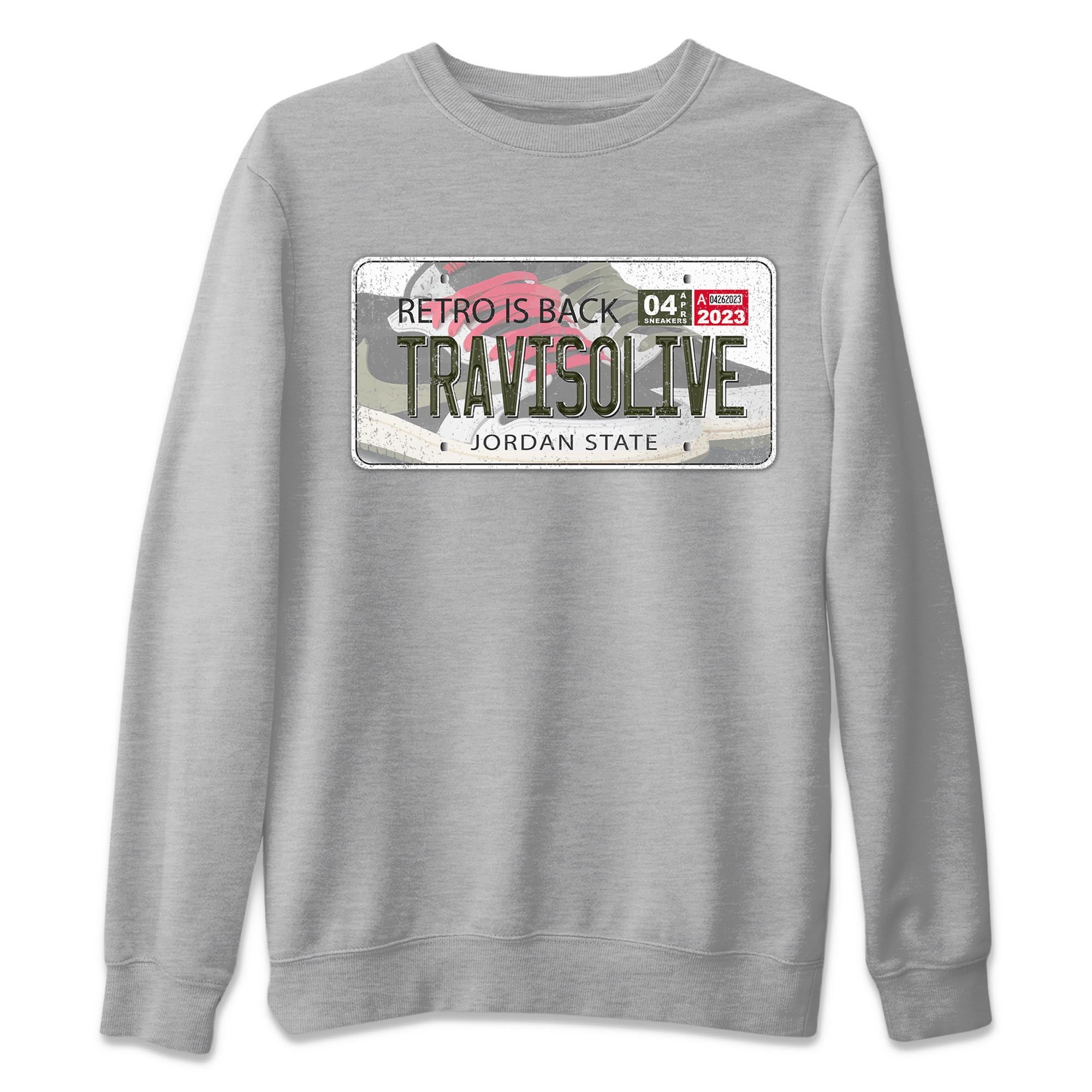 Jordan Plate Unisex Sweater – Air Jordan 1 Travis Scott Olive, Sneakers Matching Sweater