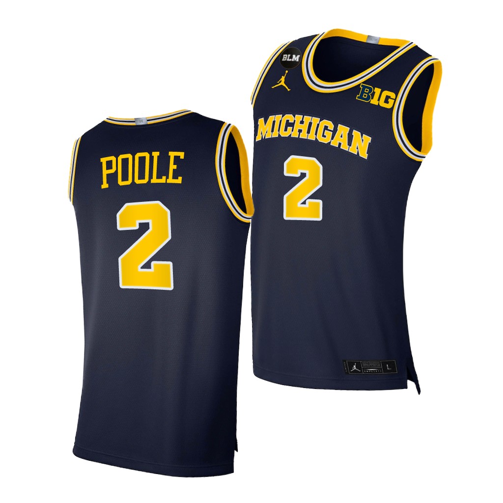 Jordan Poole Michigan Wolverines #2 Navy College Jersey Limited