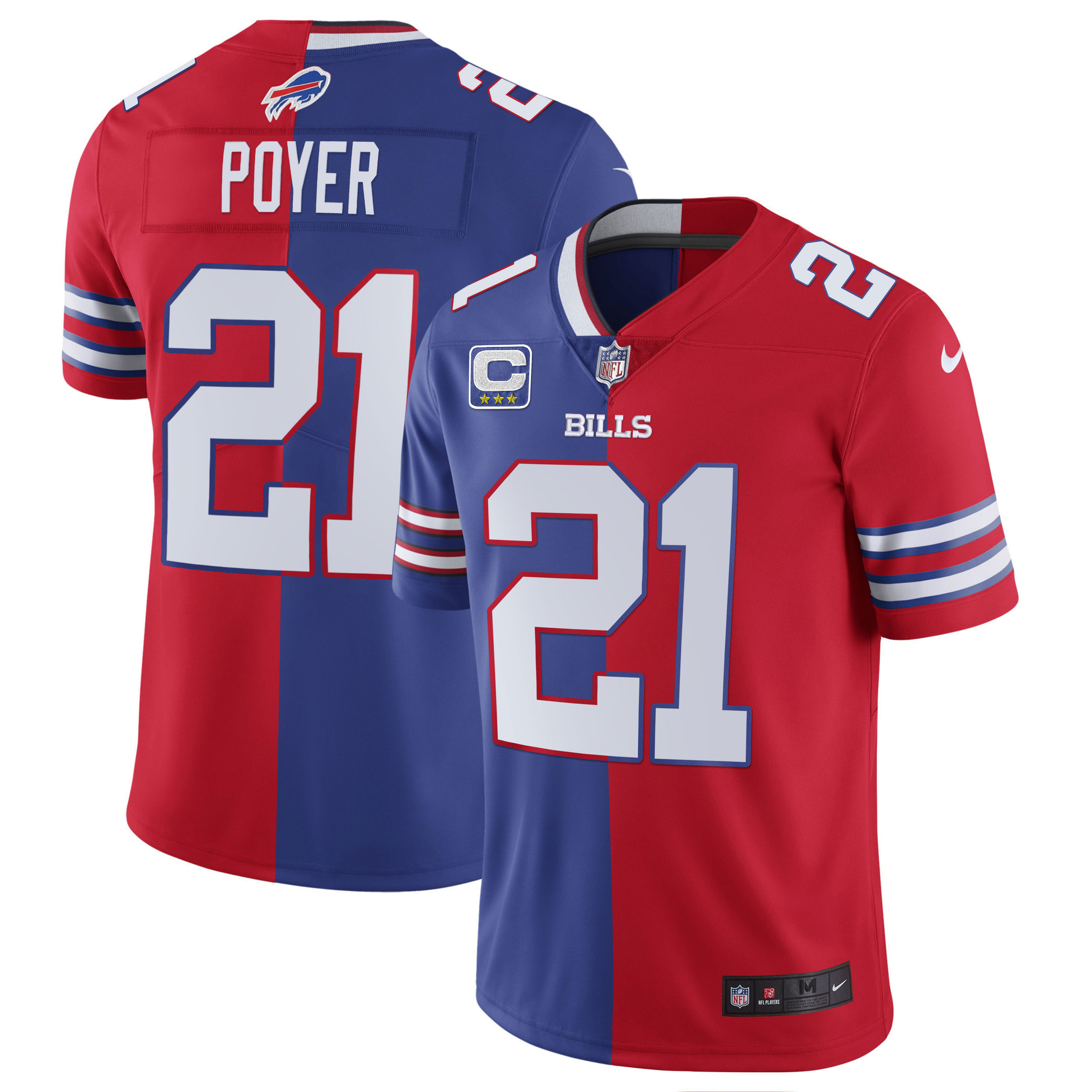 Jordan Poyer Buffalo Bills Split Split Royal Red Jersey - All Stitched 