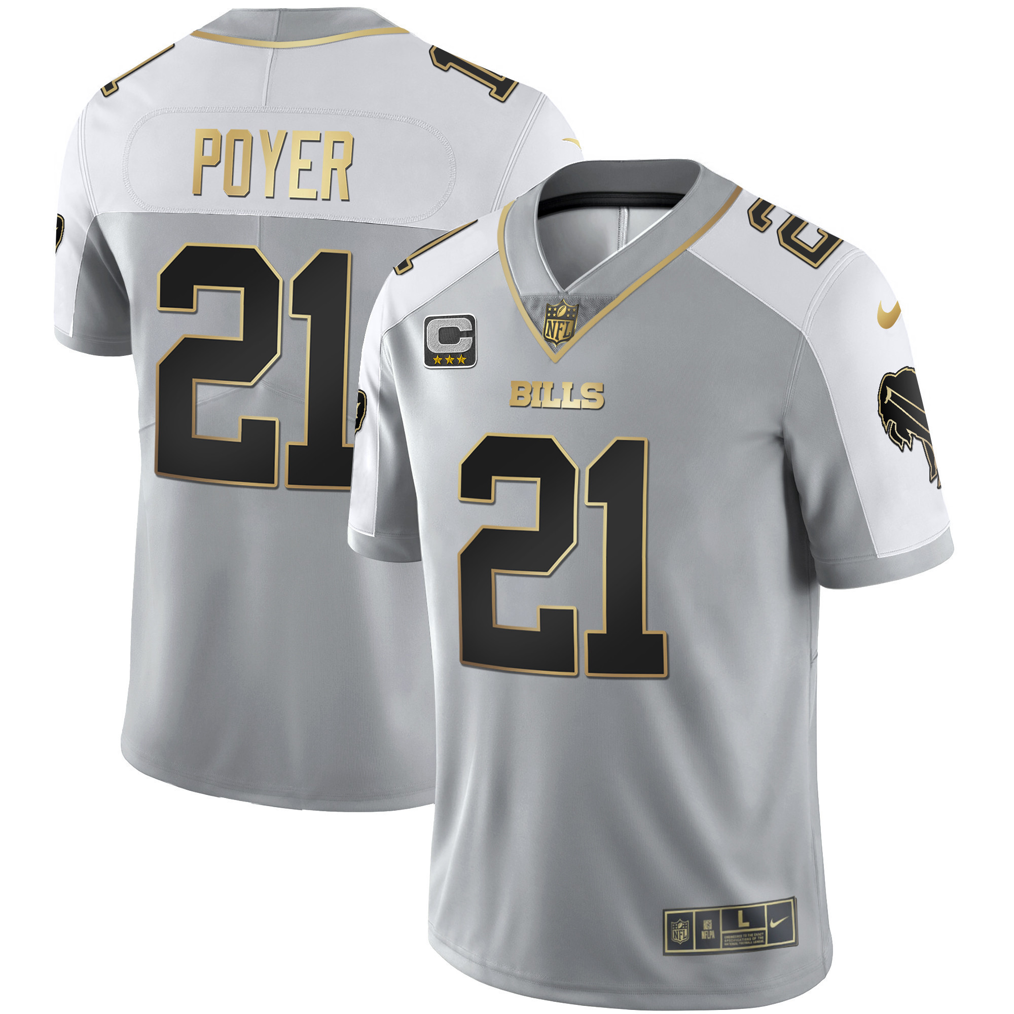 Jordan Poyer Men's Buffalo Bills Alternate Vapor Black Gold & Black Inverted Limited Gray Gold Jersey - All Stitched 