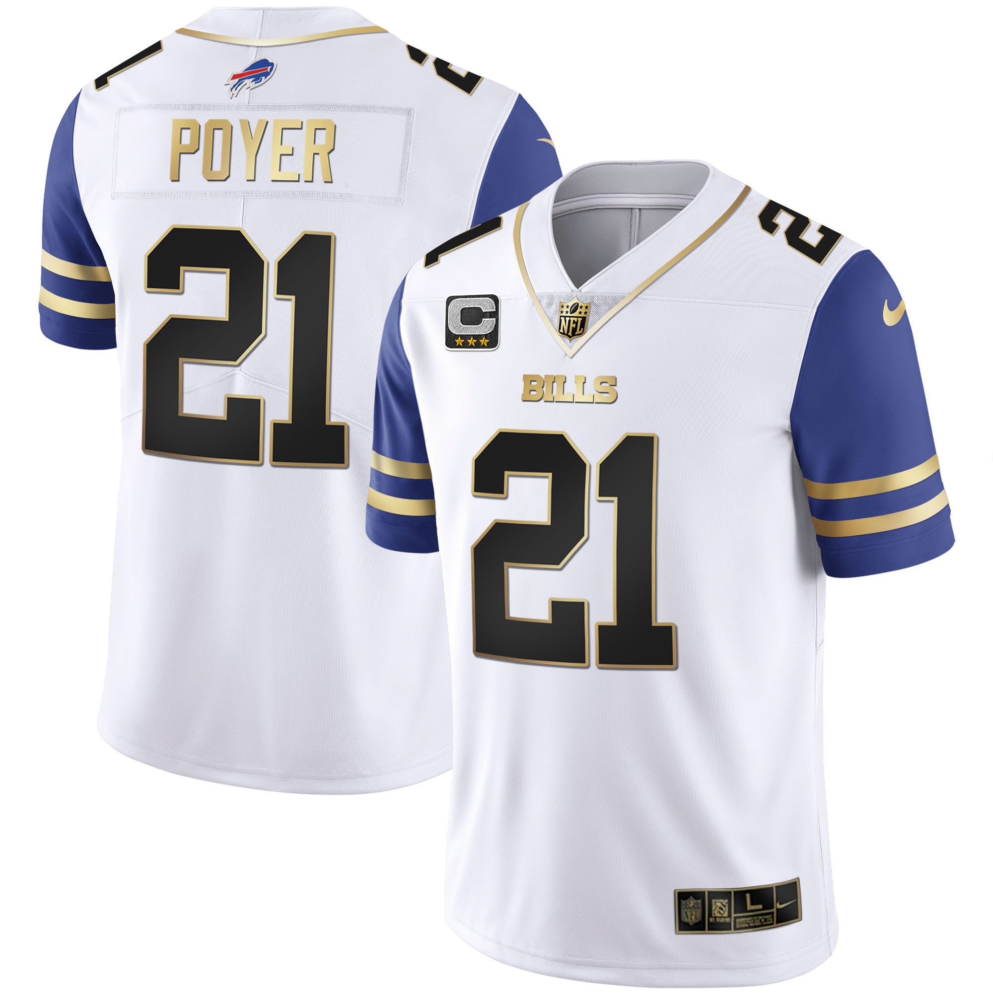 Jordan Poyer Men's Buffalo Bills Alternate Vapor Black Gold & Black Inverted Limited Royal Sleeves Jersey - All Stitched 