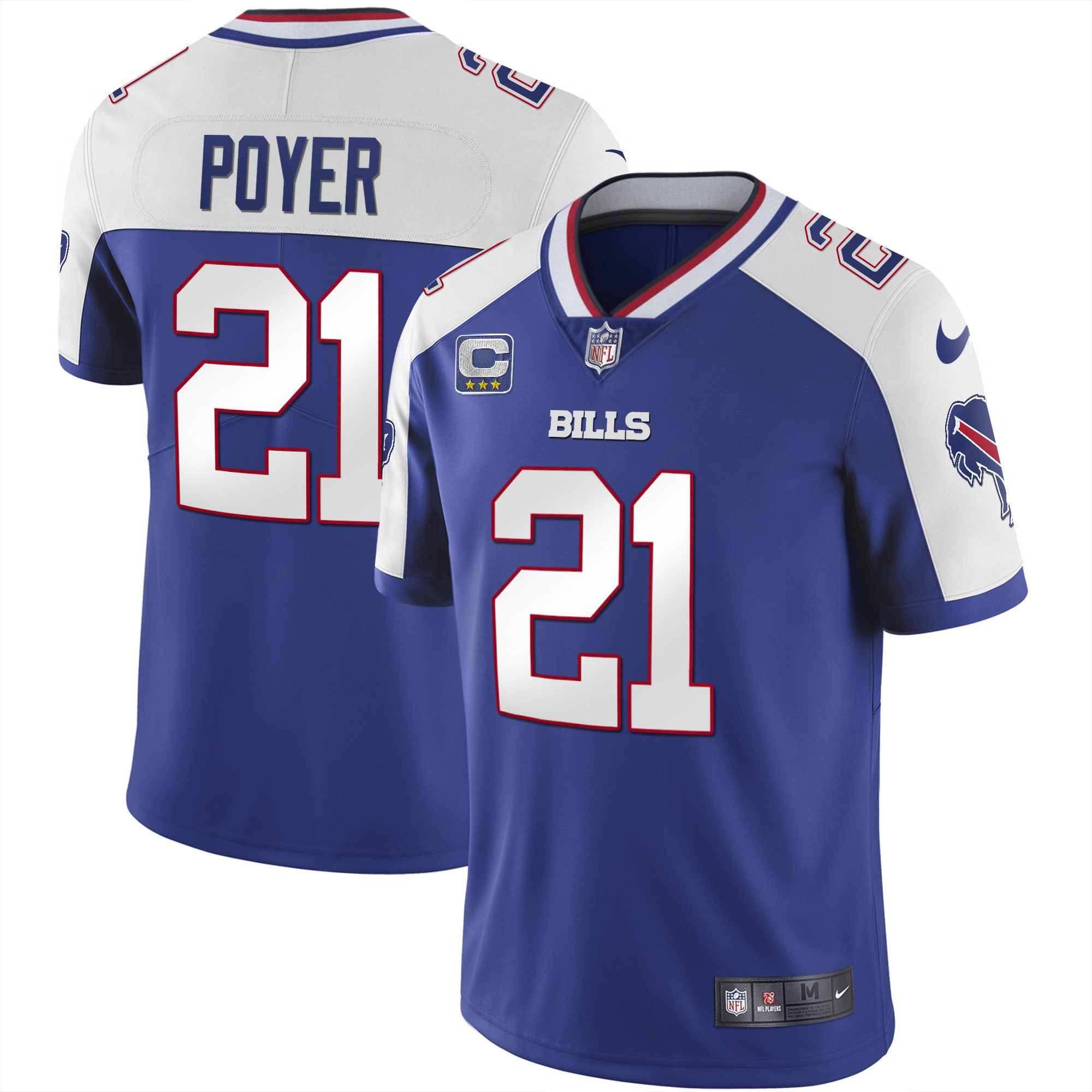Jordan Poyer Men's Buffalo Bills Alternate Vapor Black Gold & Black Inverted Limited Royal White Jersey - All Stitched 