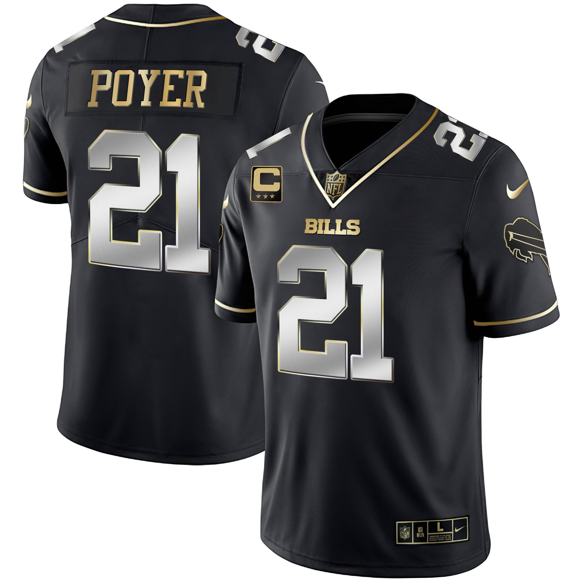Jordan Poyer Men's Buffalo Bills White Gold & Black Gold Black Limited Jersey - All Stitched 