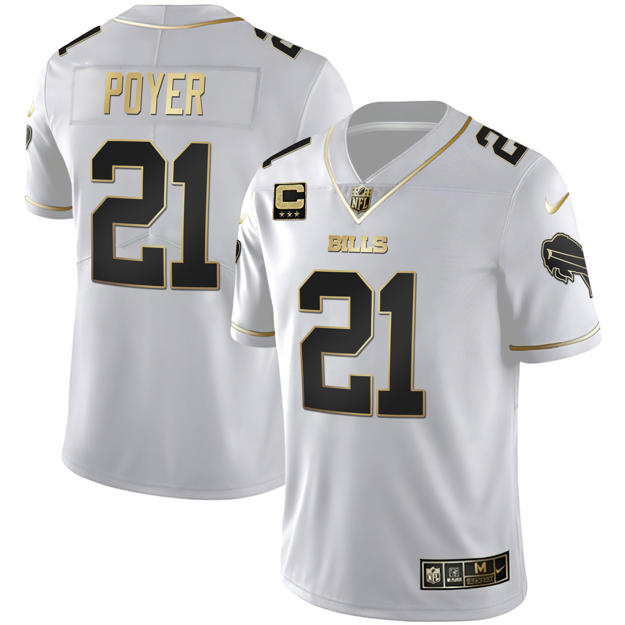 Jordan Poyer Men's Buffalo Bills White Gold & Black Gold White Gold Jersey - All Stitched 