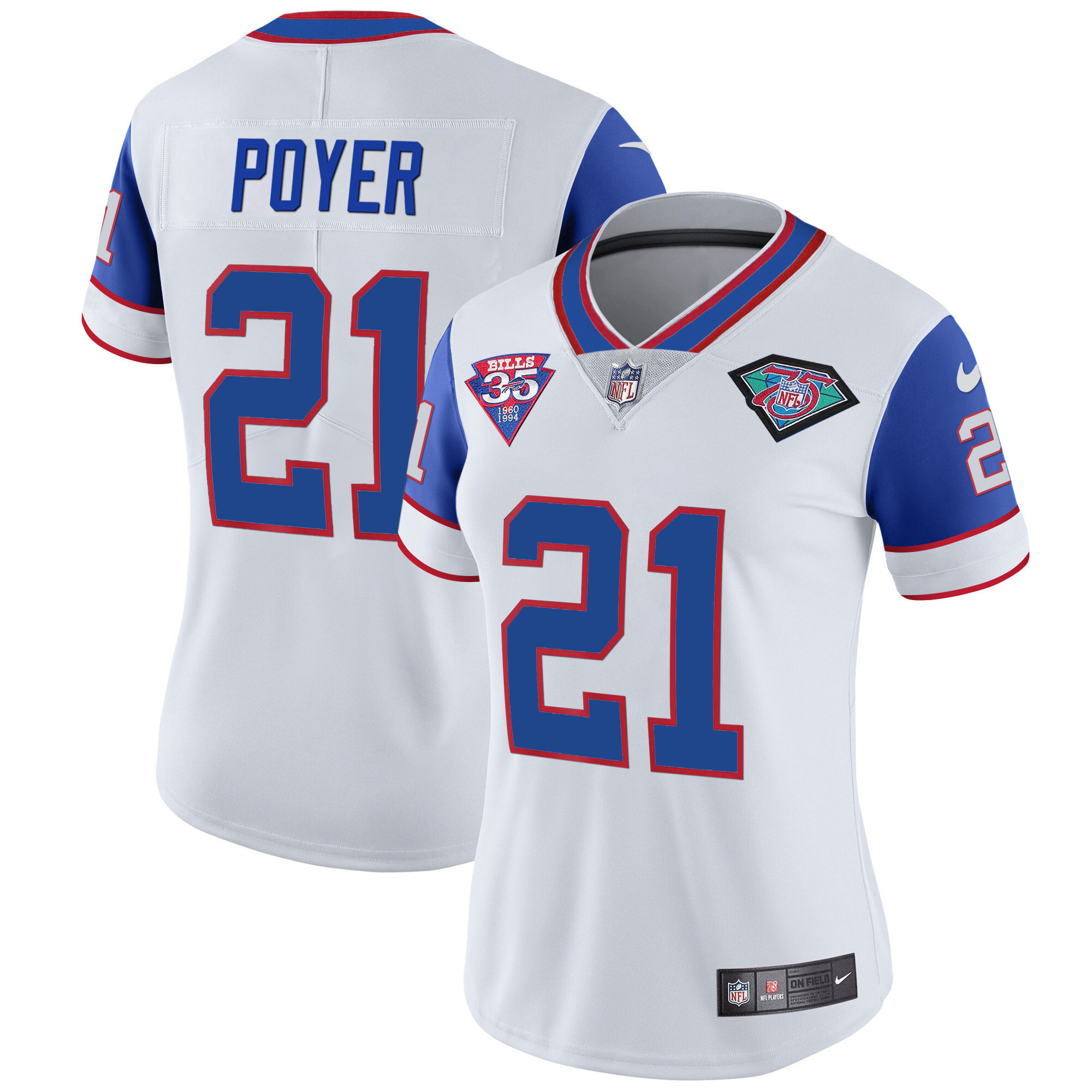 Jordan Poyer Women's Buffalo Bills 1994 Throwback Vapor Royal Sleeves Jersey - All Stitched 