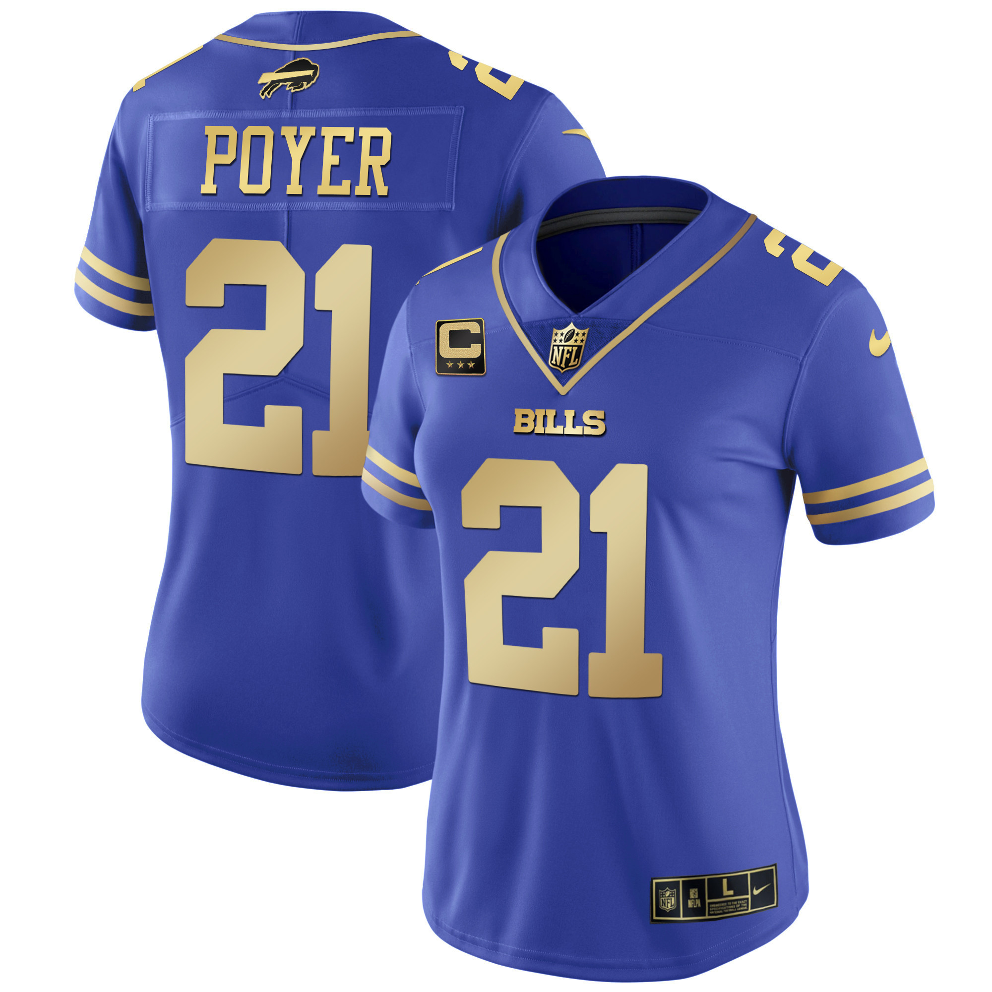Jordan Poyer Women's Buffalo Bills Black Red Vapor Royal Gold Jersey - All Stitched 