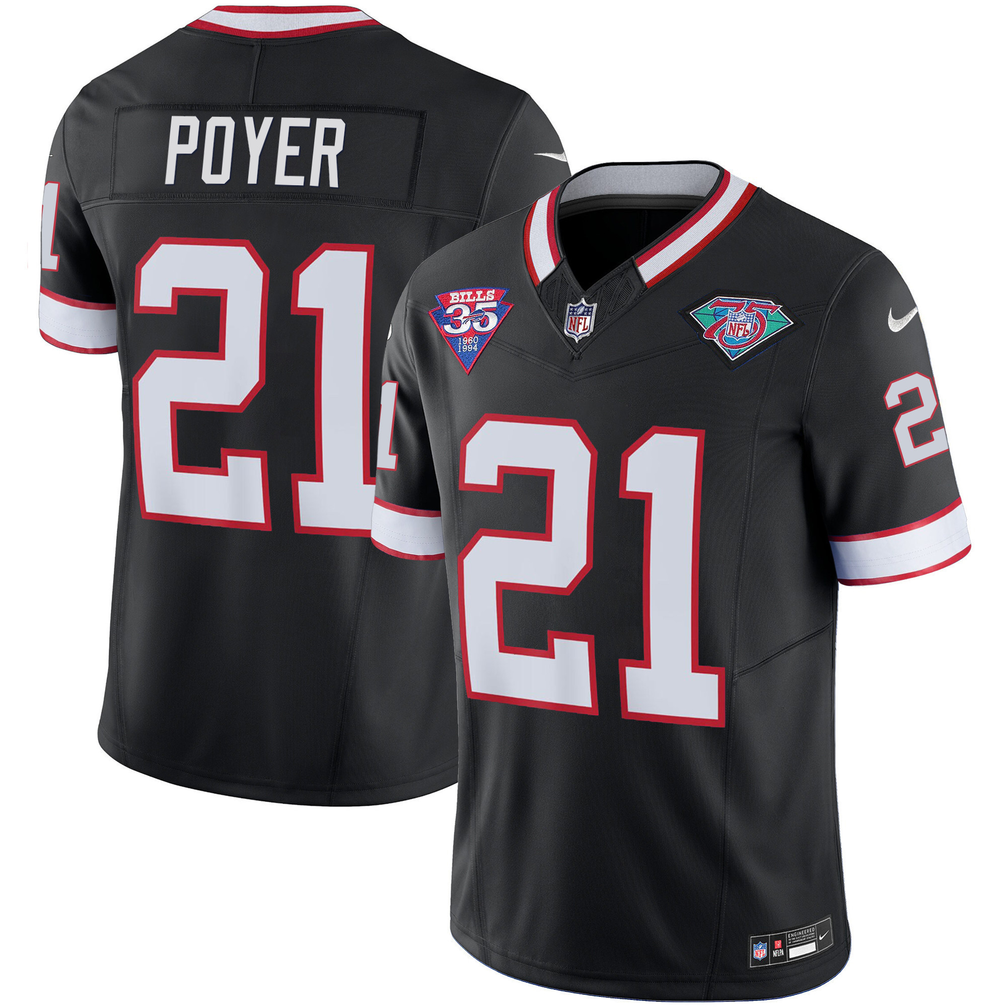 Jordan Poyer Youth's Buffalo Bills 1994 Throwback Vapor Black Jersey - All Stitched 