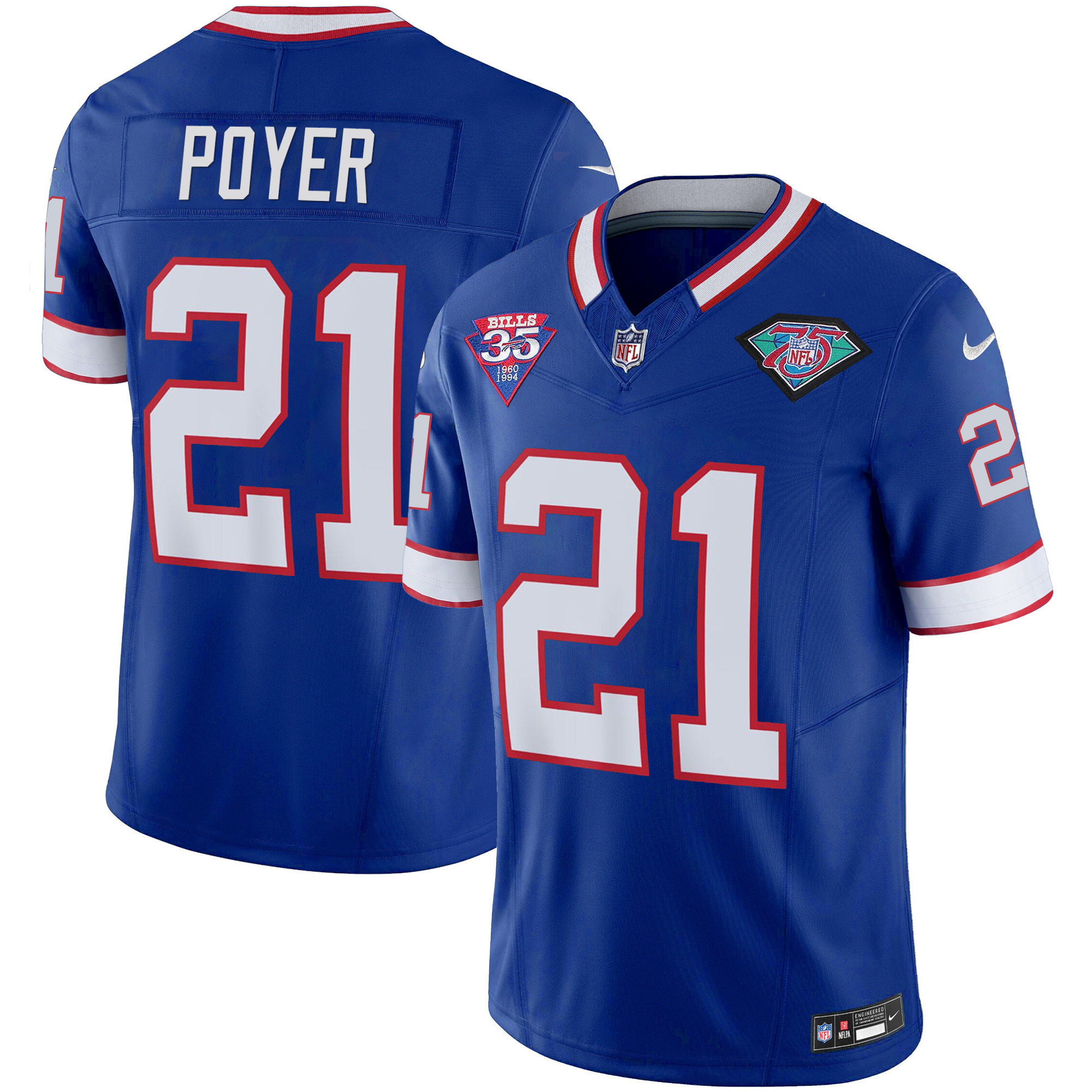 Jordan Poyer Youth's Buffalo Bills 1994 Throwback Vapor Royal Jersey - All Stitched 