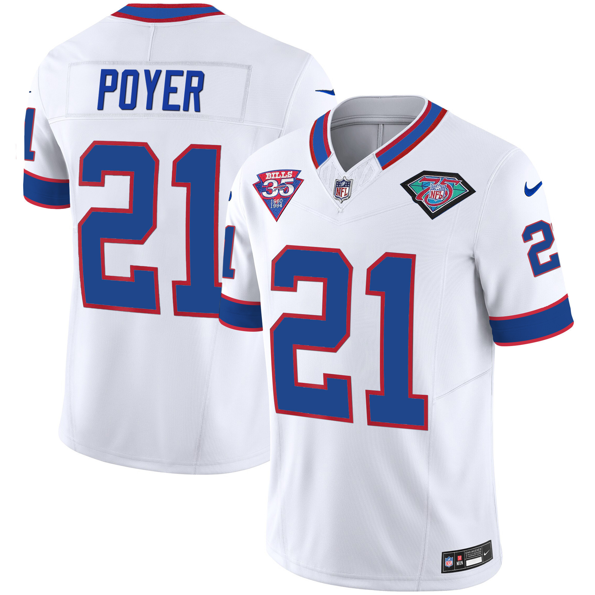 Jordan Poyer Youth's Buffalo Bills 1994 Throwback Vapor White Jersey - All Stitched 