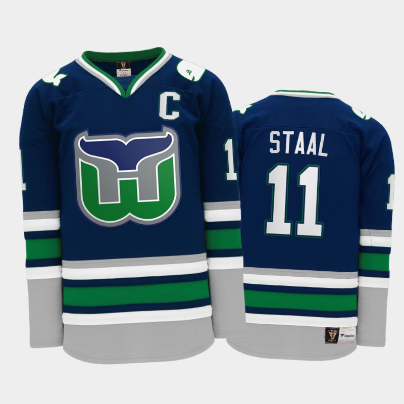 Jordan Staal #11 Hartford Whalers Throwback Heritage Navy Jersey