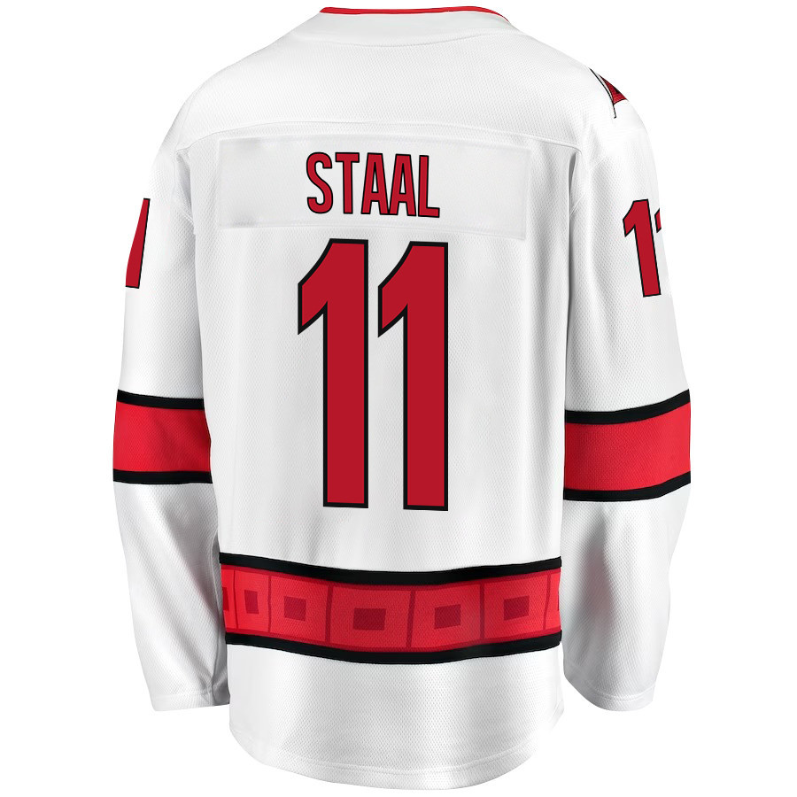 Jordan Staal 11 Carolina Hurricanes Stanley Cup 2023 Playoffs Patch Away Breakaway Men Stitched Jersey – White