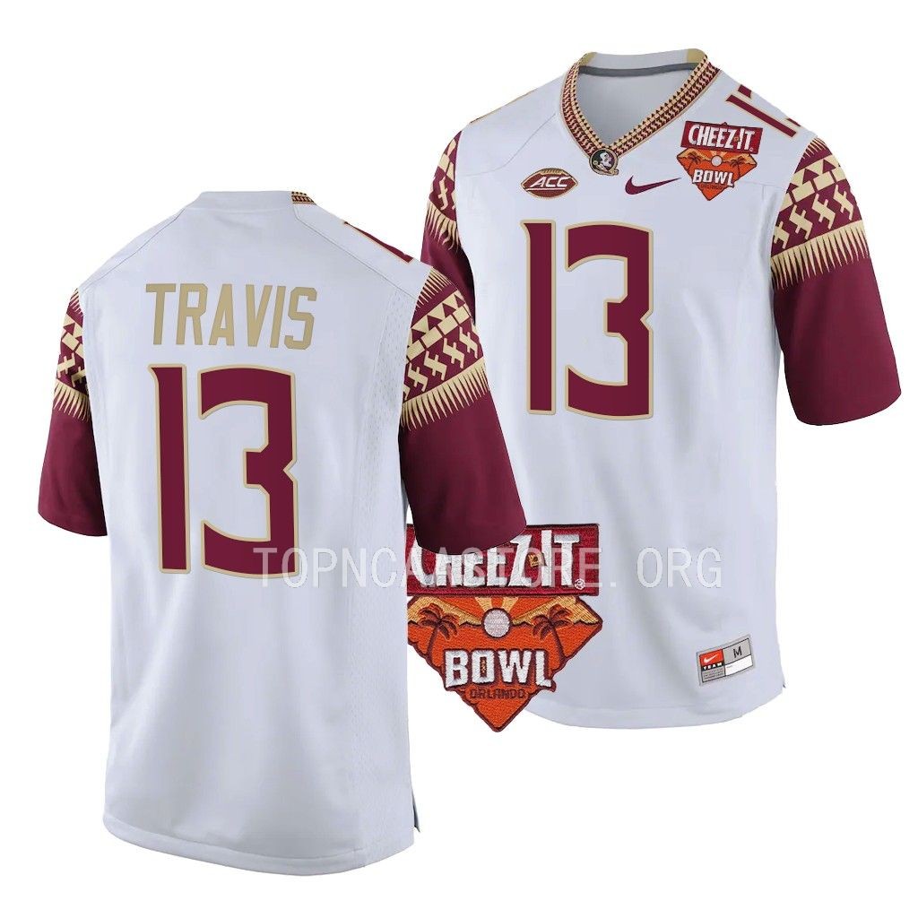 Jordan Travis Florida State Seminoles 2022 Cheez-It Bowl White Men College 13 Jersey
