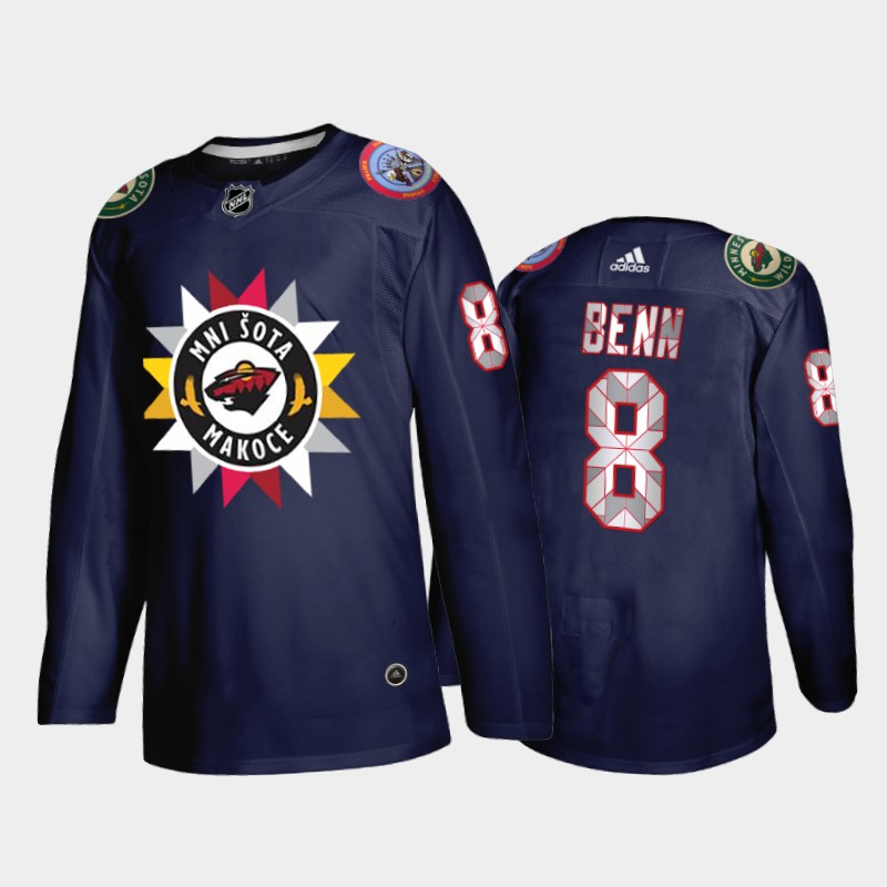 Jordie Benn #8 Minnesota Wild Native American Heritage Day 2021-22 Navy Jersey