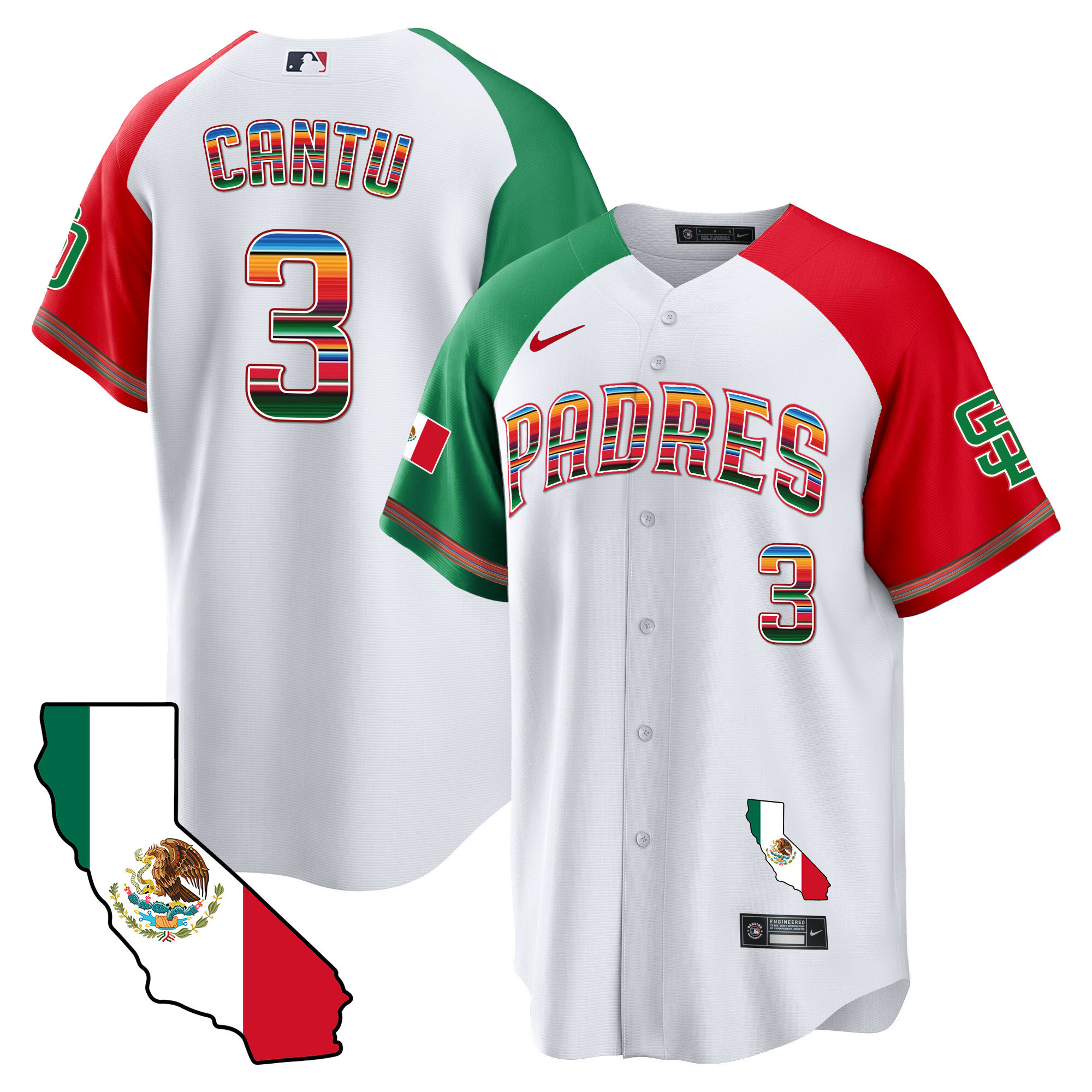 Jorge Cantu Men's San Diego Padres California Map Cool Base Alternate Jersey - All Stitched